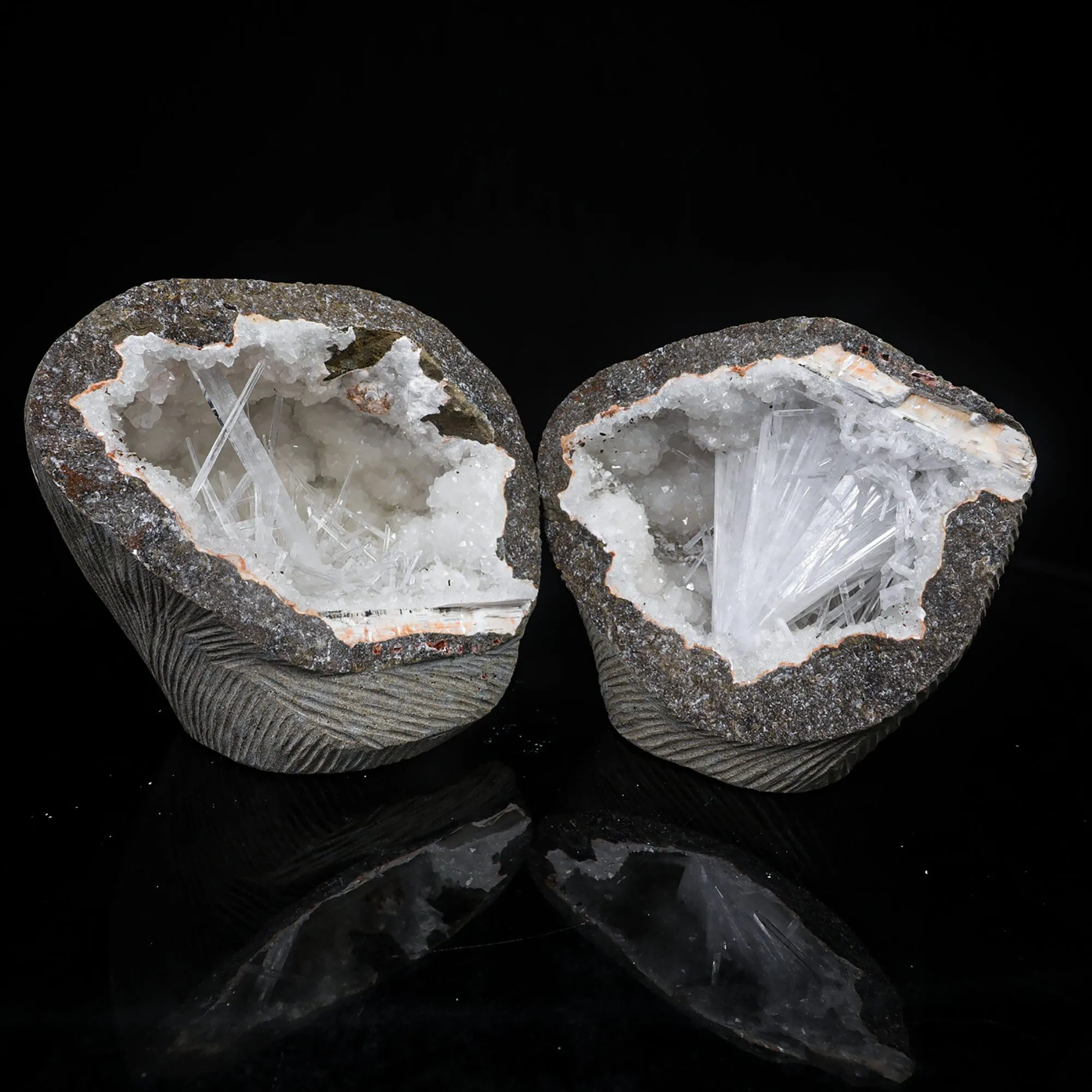 Scolecite Spray Inside Complete Geode Natural Mineral Specimen - image 3