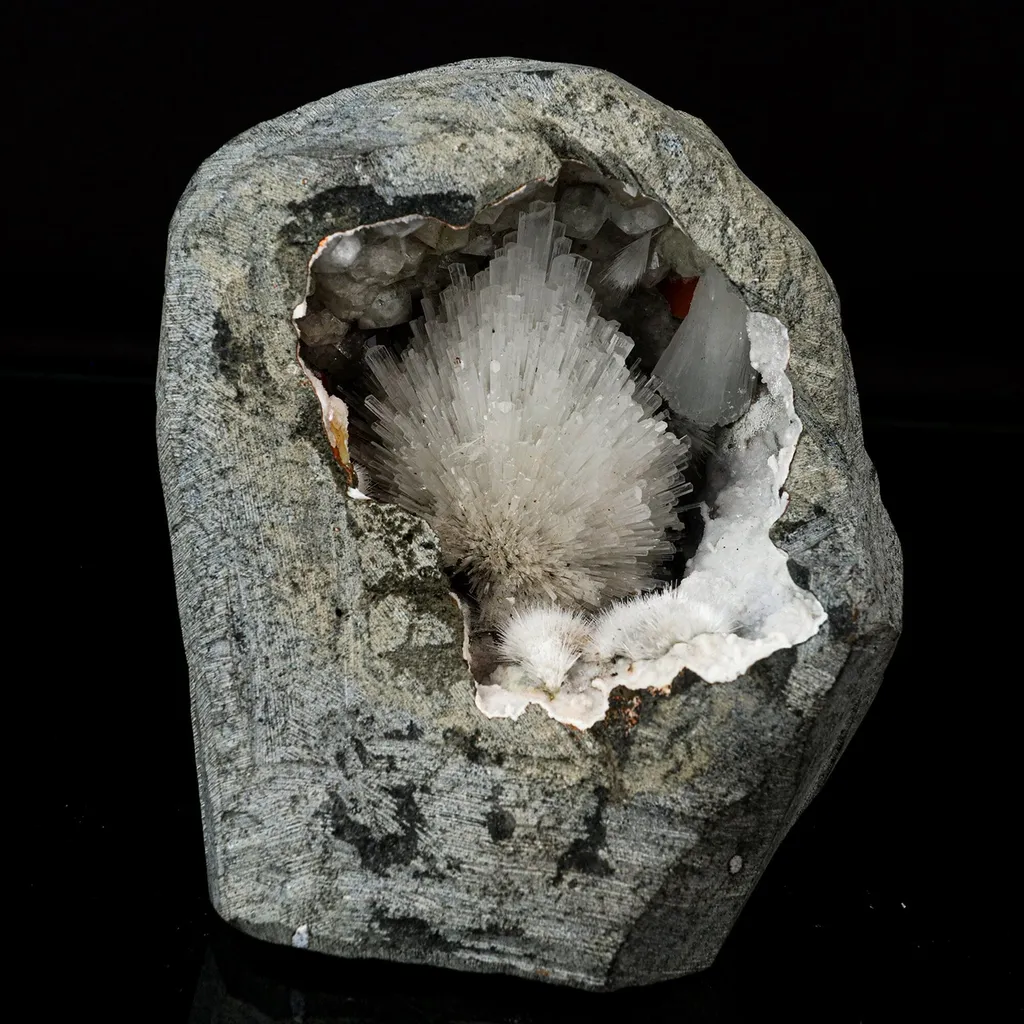 Scolecite Spray Inside Geode Natural Mineral Specimen image