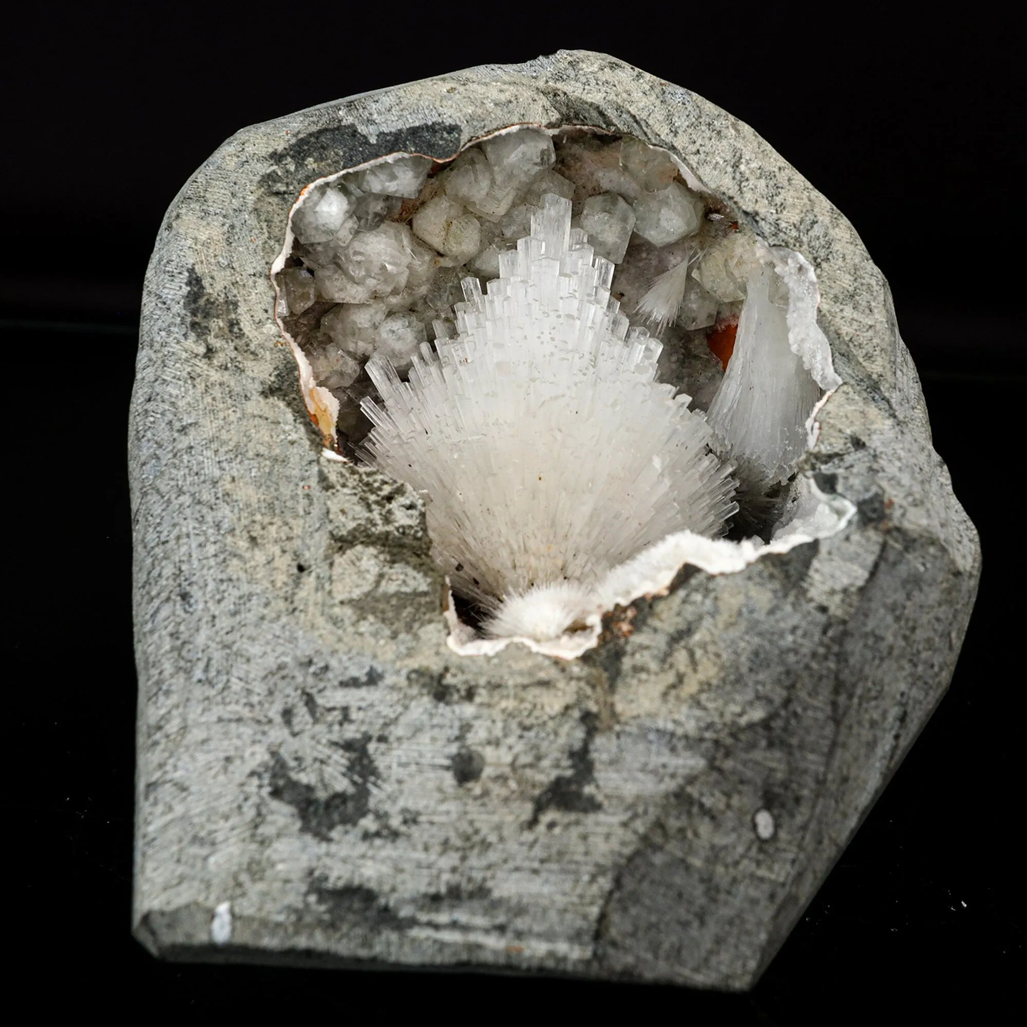 Scolecite Spray Inside Geode Natural Mineral Specimen - image 3