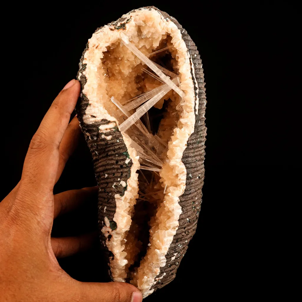 Scolecite Spray Inside Heulandite Geode Free Standing Natural Mineral Specimen - image 4