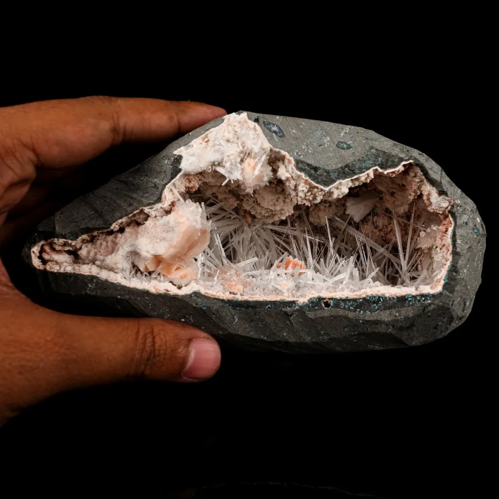 Scolecite Spray inside Heulandite geode Natural Mineral Specimen - image 4