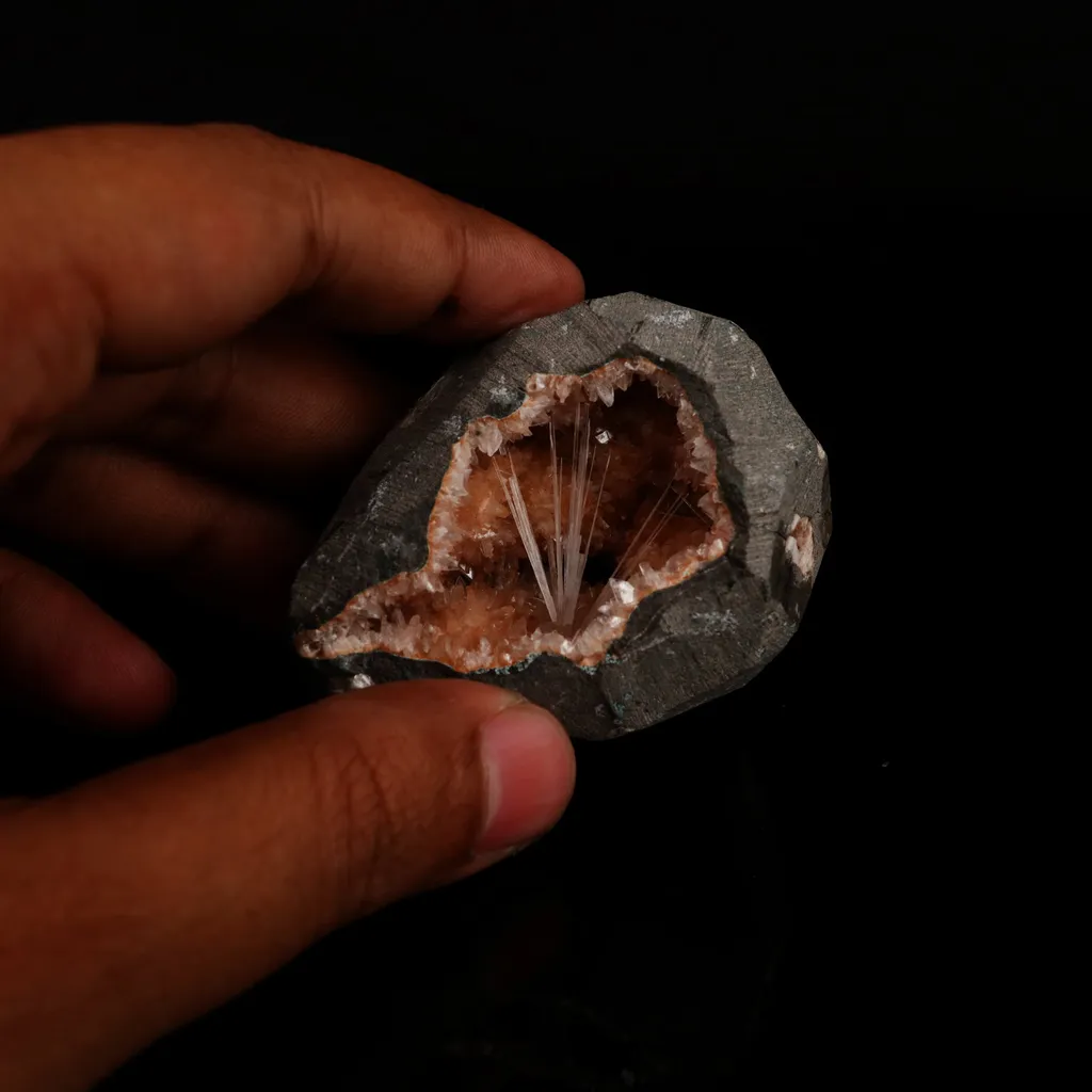 Scolecite Spray inside Heulandite geode Natural Mineral Specimen - image 5