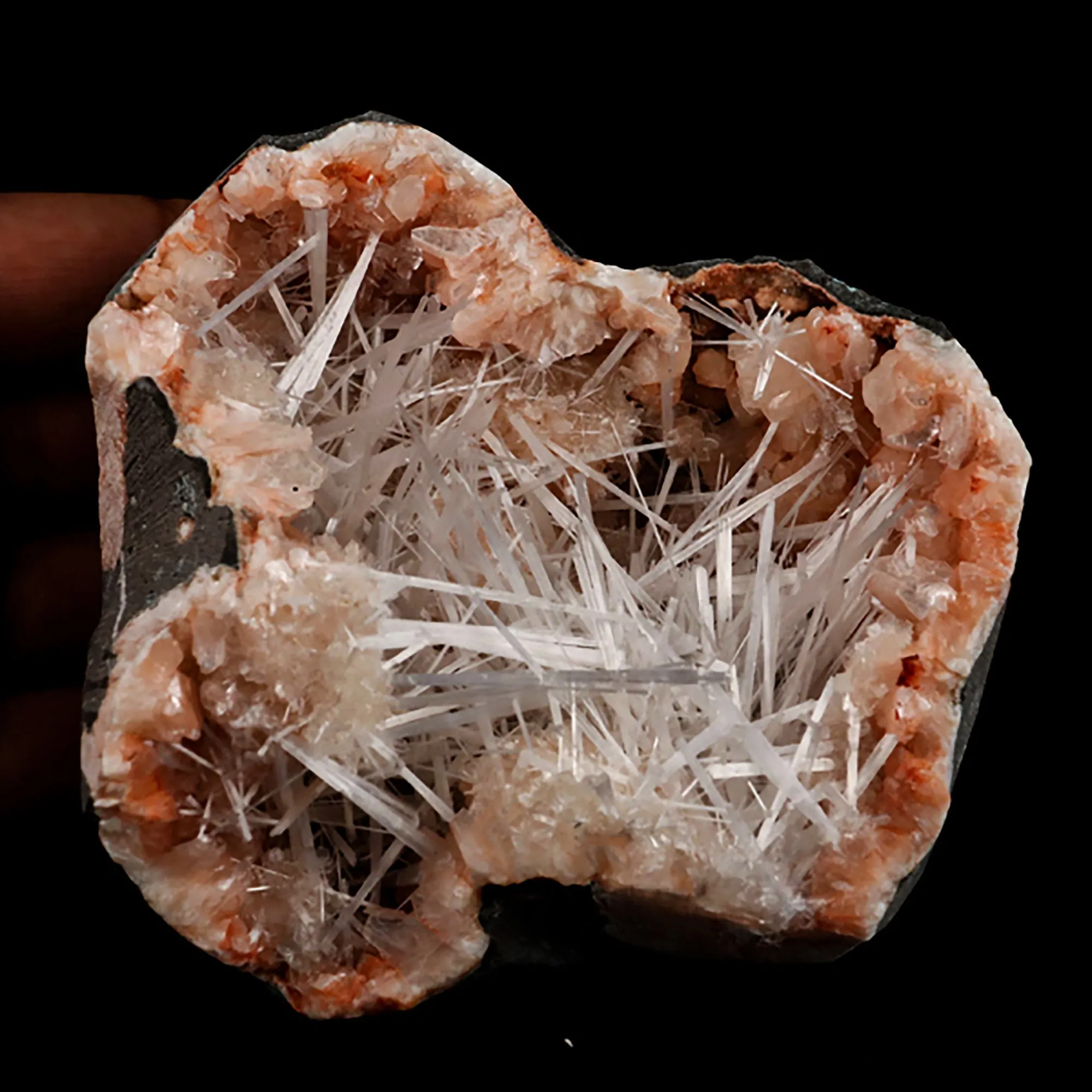Scolecite Spray inside Heulandite geode Natural Mineral Specimen - image 5