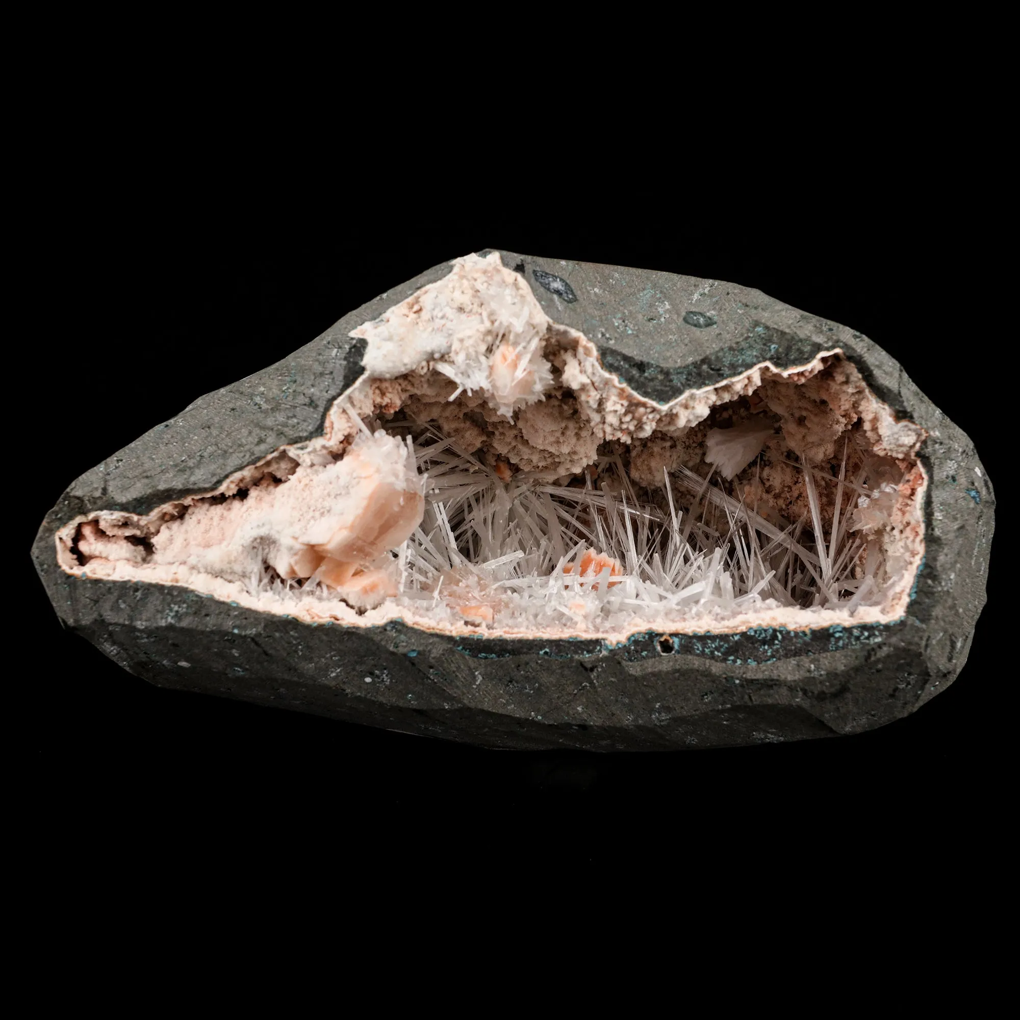 Scolecite Spray inside Heulandite geode Natural Mineral Specimen - image 1