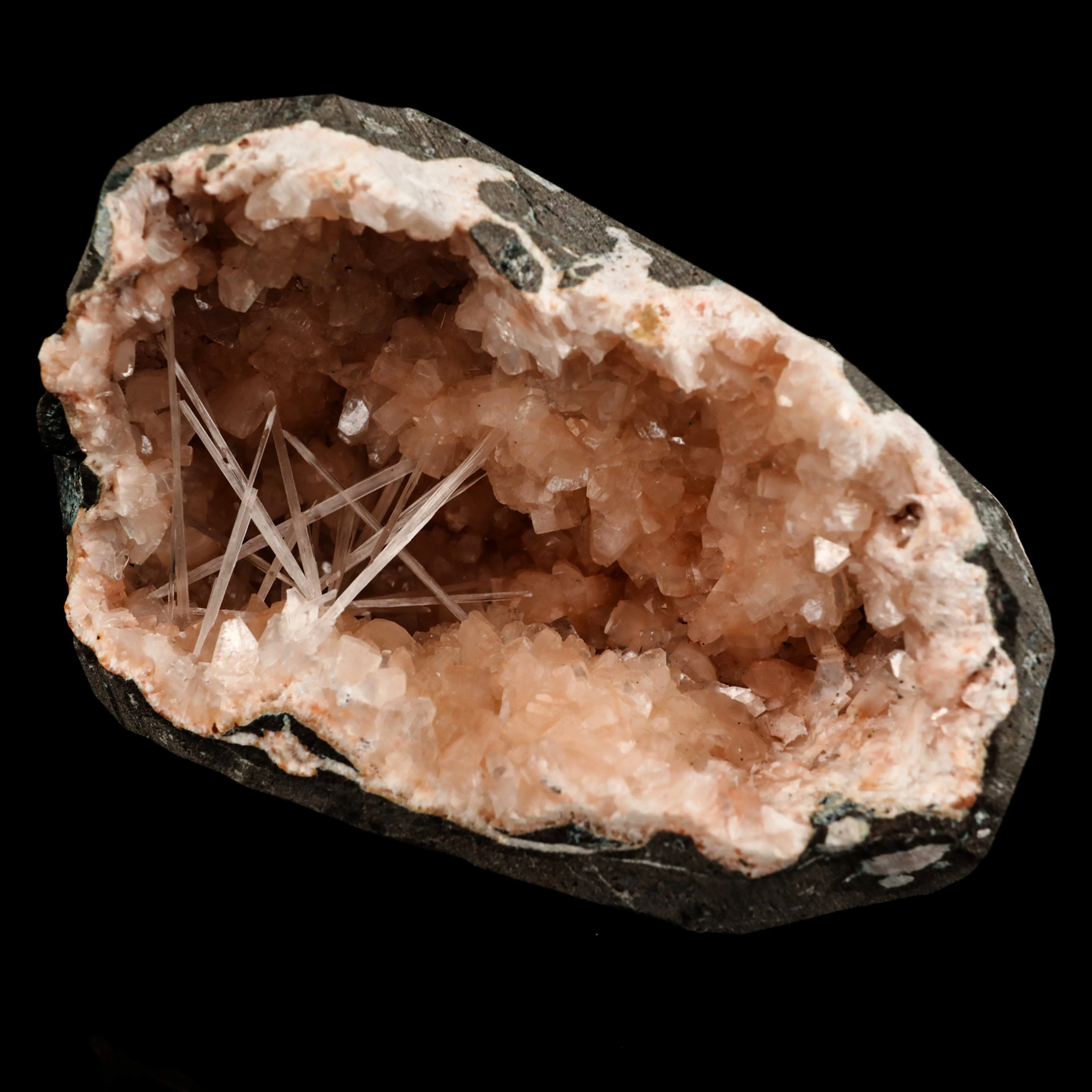 Scolecite Spray Inside Heulandite Geode Natural Mineral Specimen - image 2