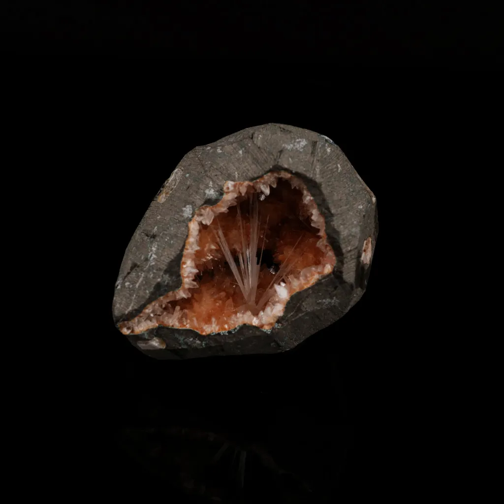 Scolecite Spray inside Heulandite geode Natural Mineral Specimen image