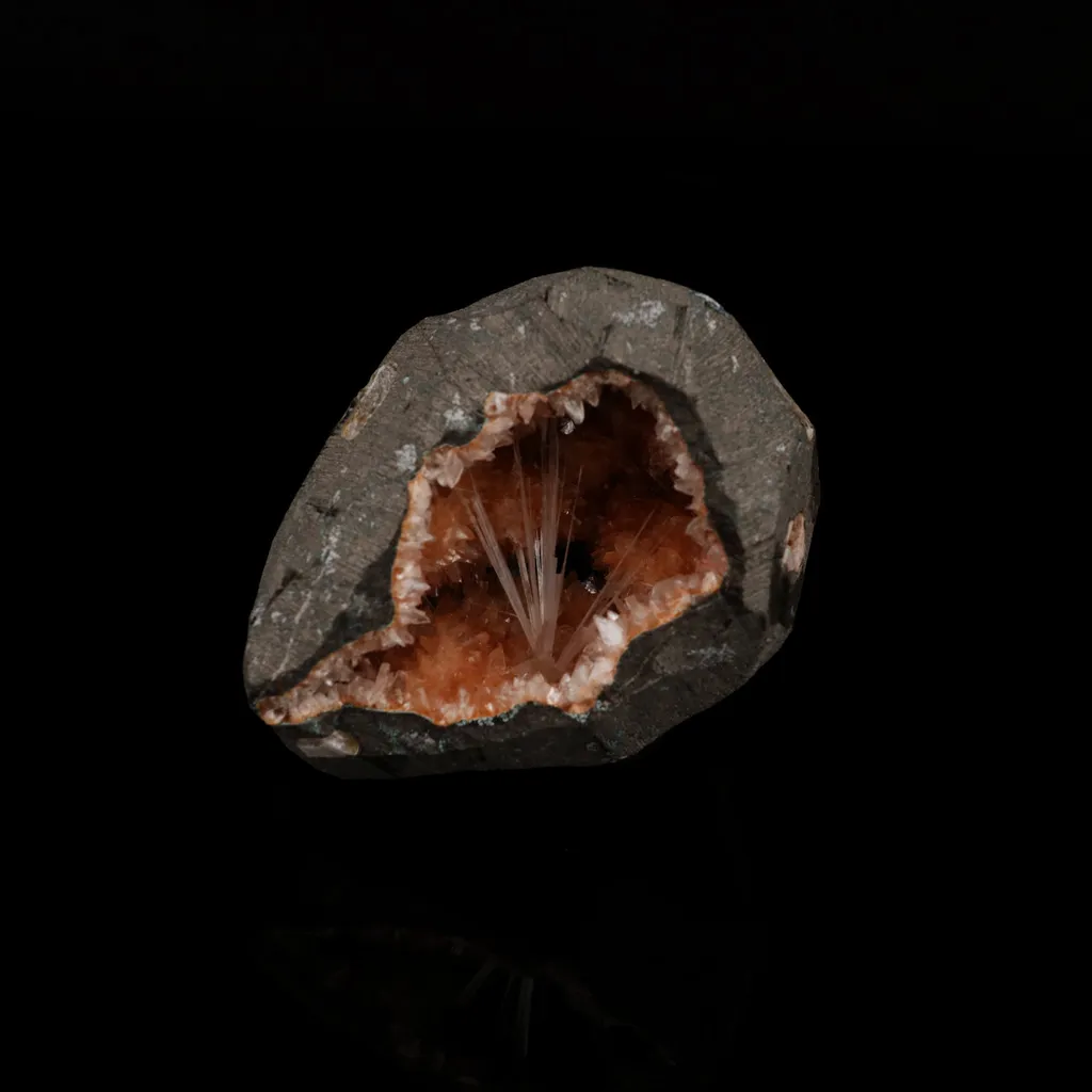 Scolecite Spray inside Heulandite geode Natural Mineral Specimen image