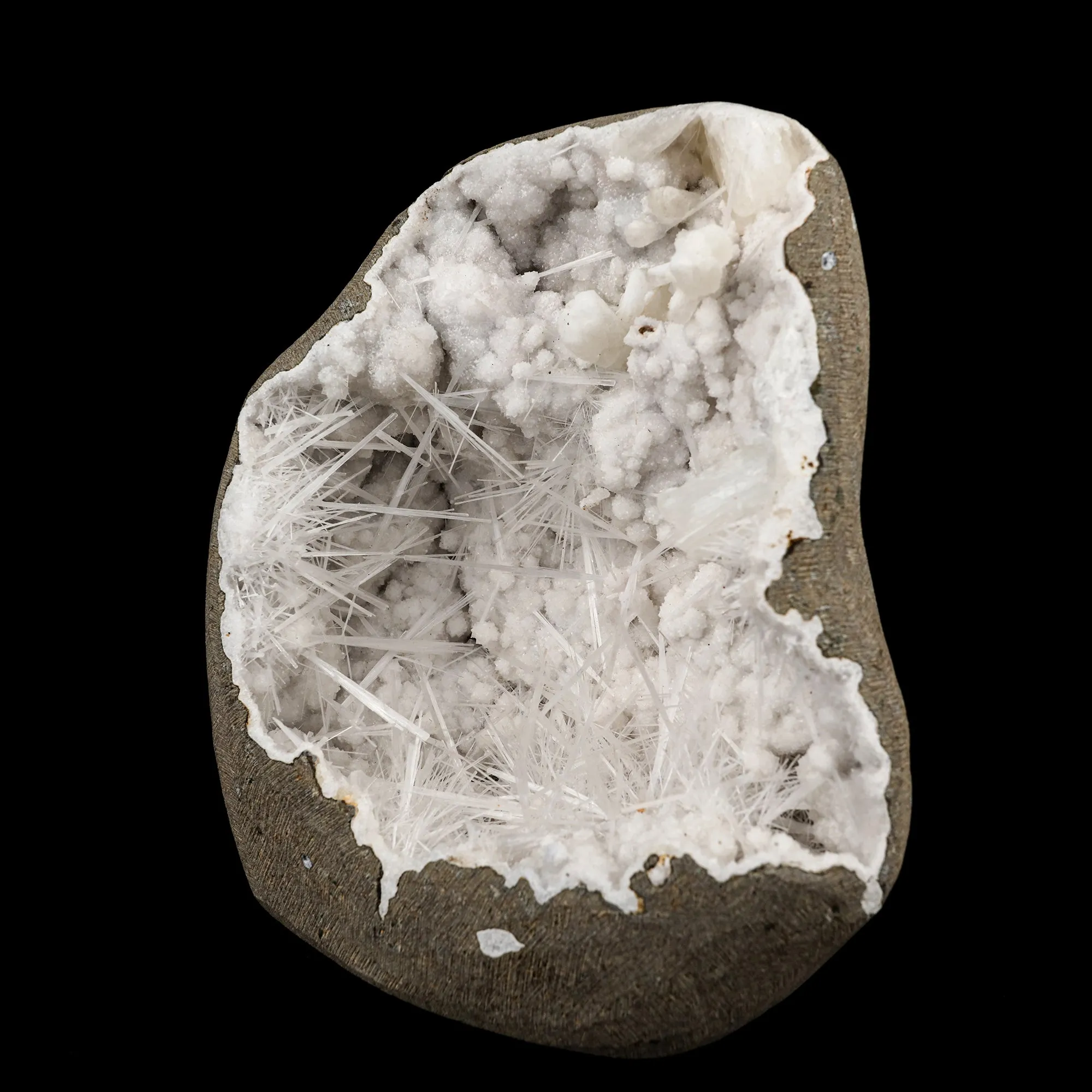 Scolecite Spray Inside MM Quartz Geode Natural Mineral Specimen - image 2