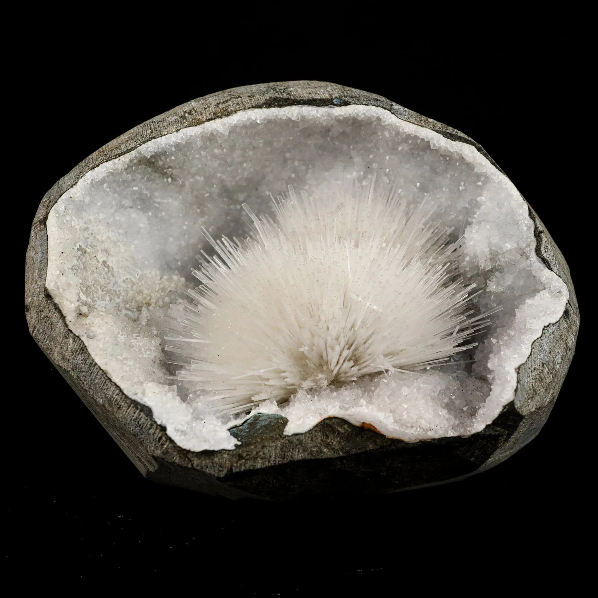 Scolecite Spray Inside MM Quartz Geode Natural Mineral Specimen - image 1