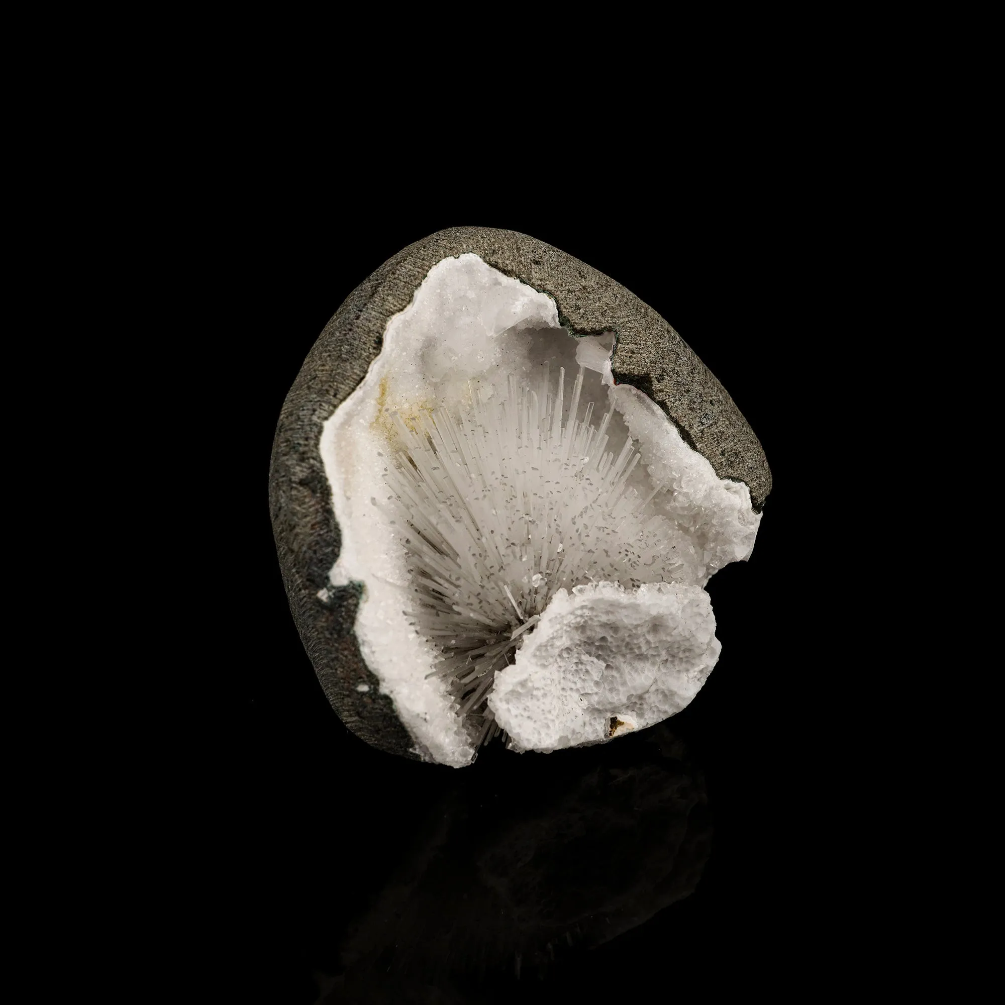 Scolecite Spray Inside MM Quartz Geode Natural Mineral Specimen - image 3