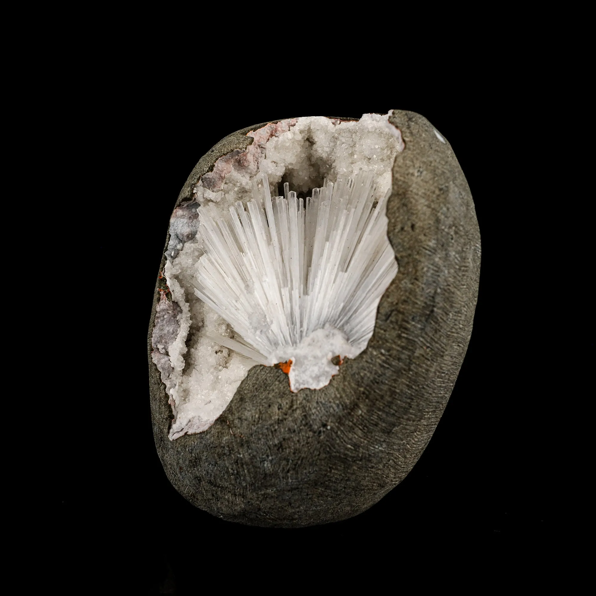 Scolecite Spray Inside MM Quartz Geode Natural Mineral Specimen - image 2