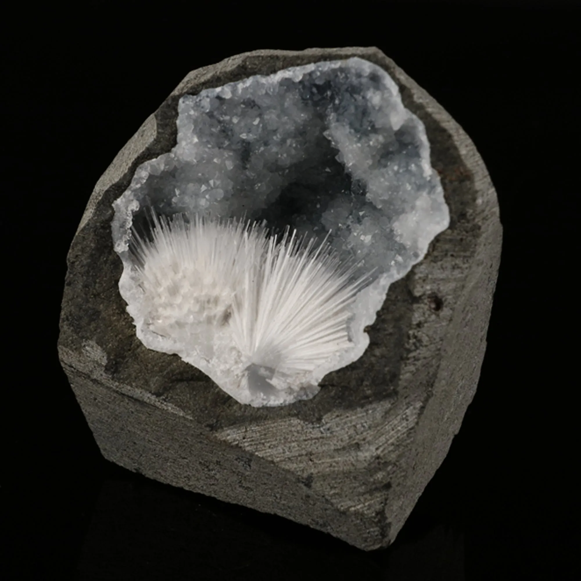 Scolecite Spray Inside MM Quartz Geode Natural Mineral Specimen - image 3