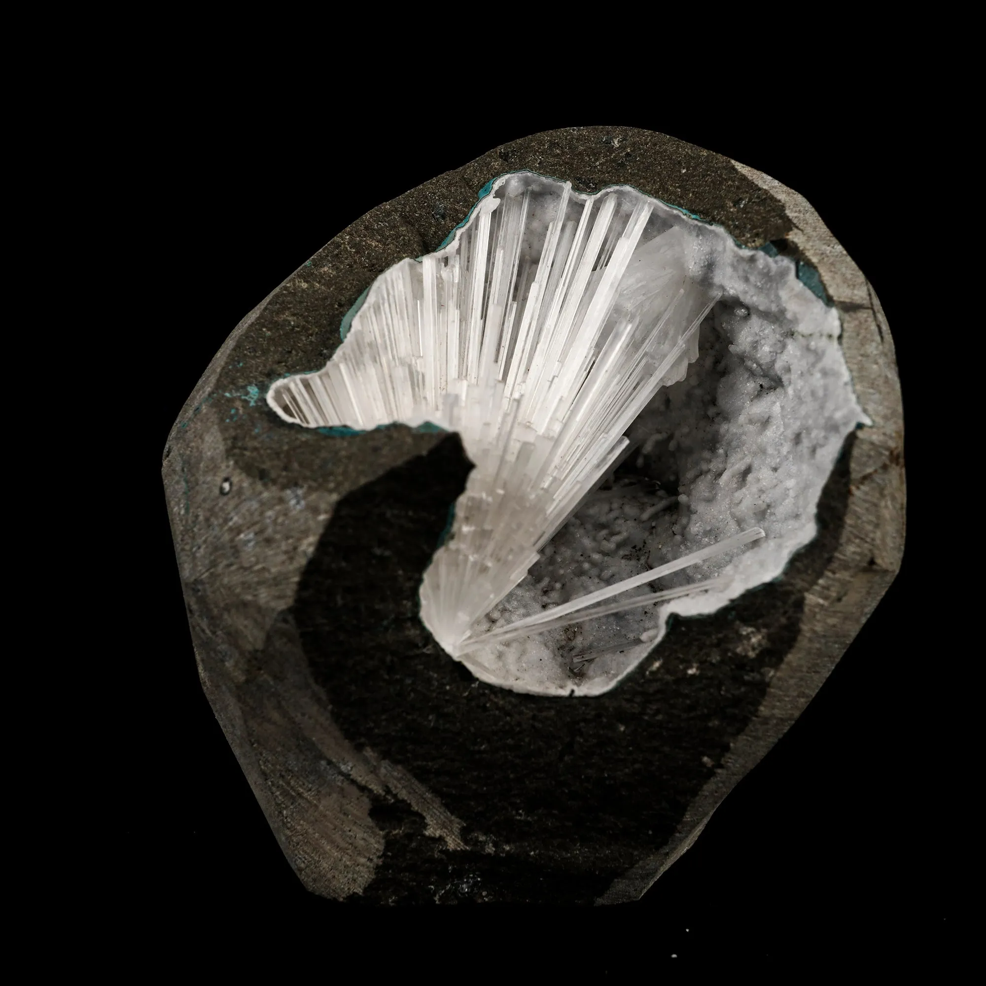 Scolecite Spray Inside MM Quartz Geode Natural Mineral Specimen - image 3