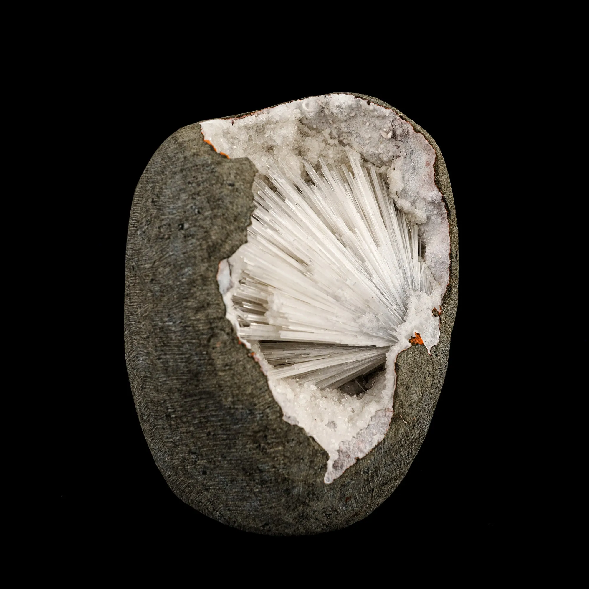 Scolecite Spray Inside MM Quartz Geode Natural Mineral Specimen - image 3