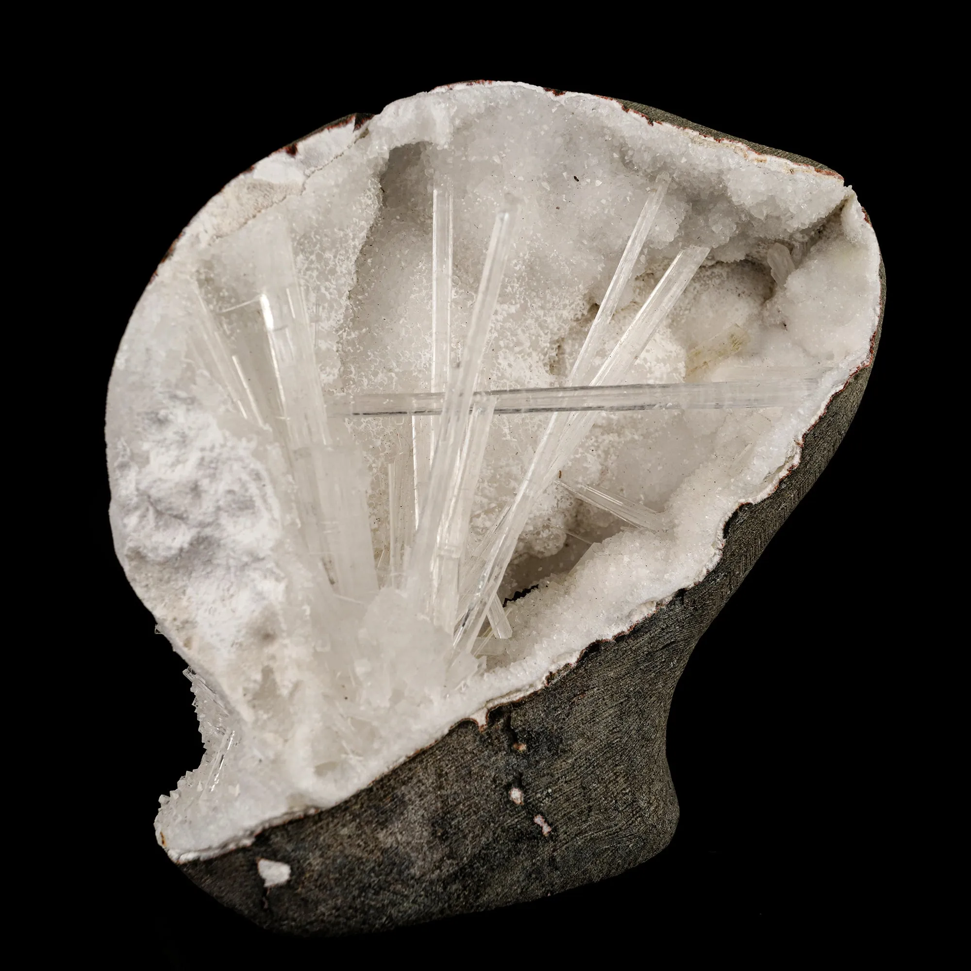 Scolecite Spray Inside MM Quartz Geode Natural Mineral Specimen - image 3