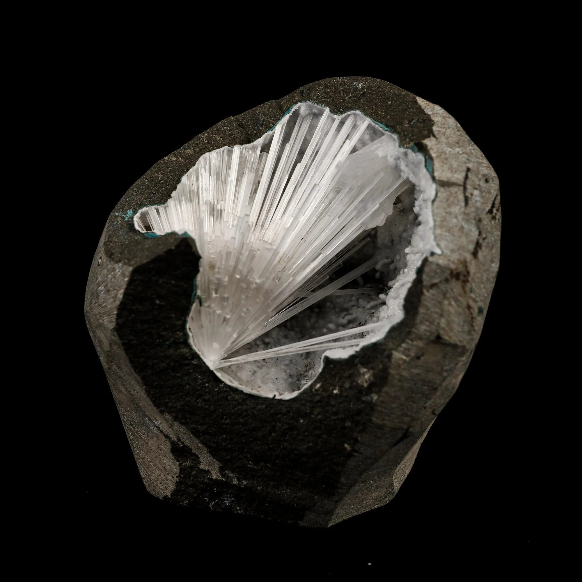 Scolecite Spray Inside MM Quartz Geode Natural Mineral Specimen - image 1