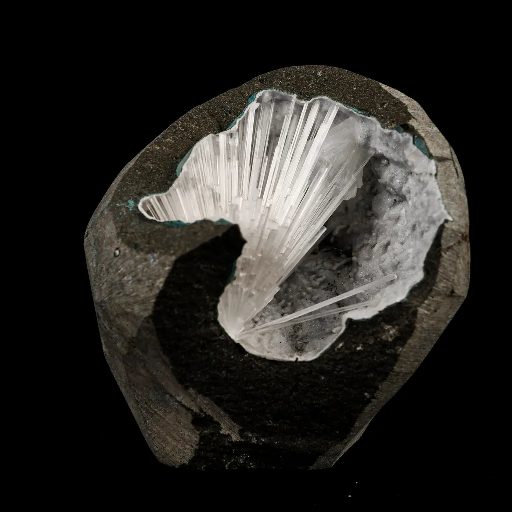 Scolecite Spray Inside MM Quartz Geode Natural Mineral Specimen - image 3