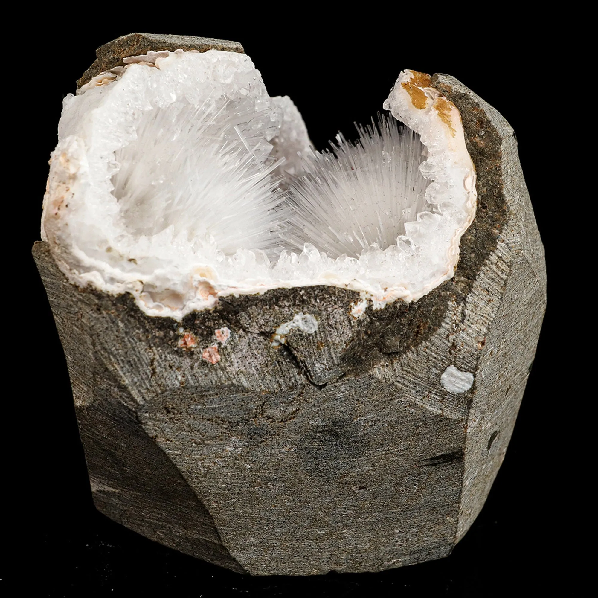 Scolecite Spray Inside MM Quartz Geode Natural Mineral Specimen - image 5
