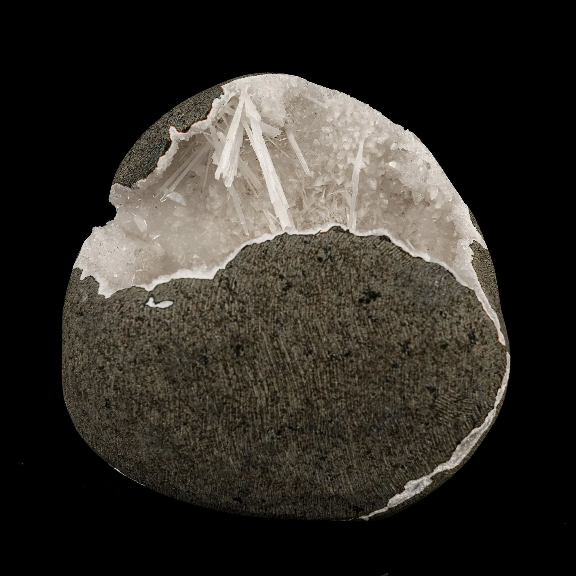 Scolecite Spray Inside MM Quartz Geode Natural Mineral Specimen - image 5