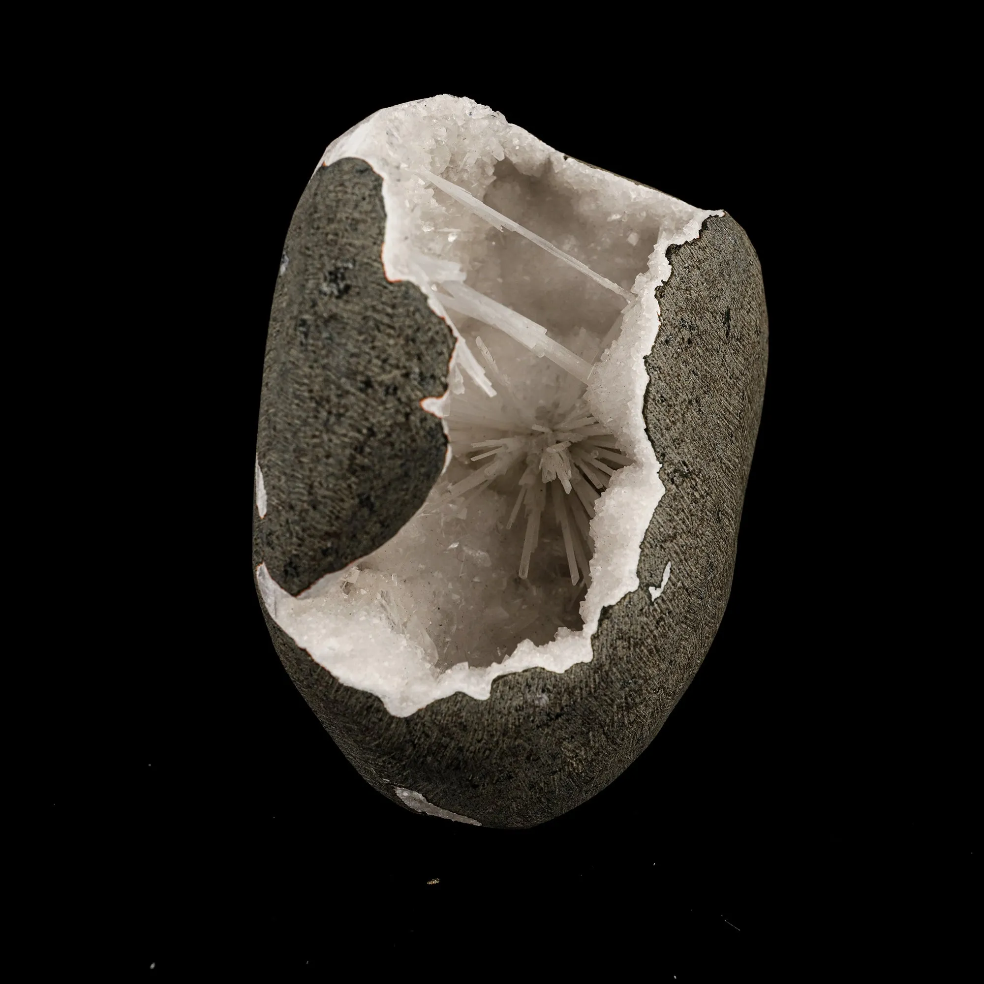 Scolecite Spray Inside MM Quartz Geode Natural Mineral Specimen - image 3