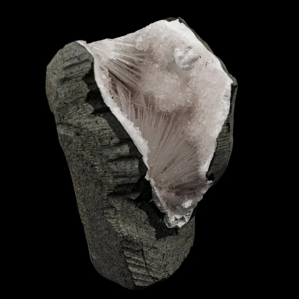 Scolecite Spray Inside MM Quartz Geode Natural Mineral Specimen - image 2
