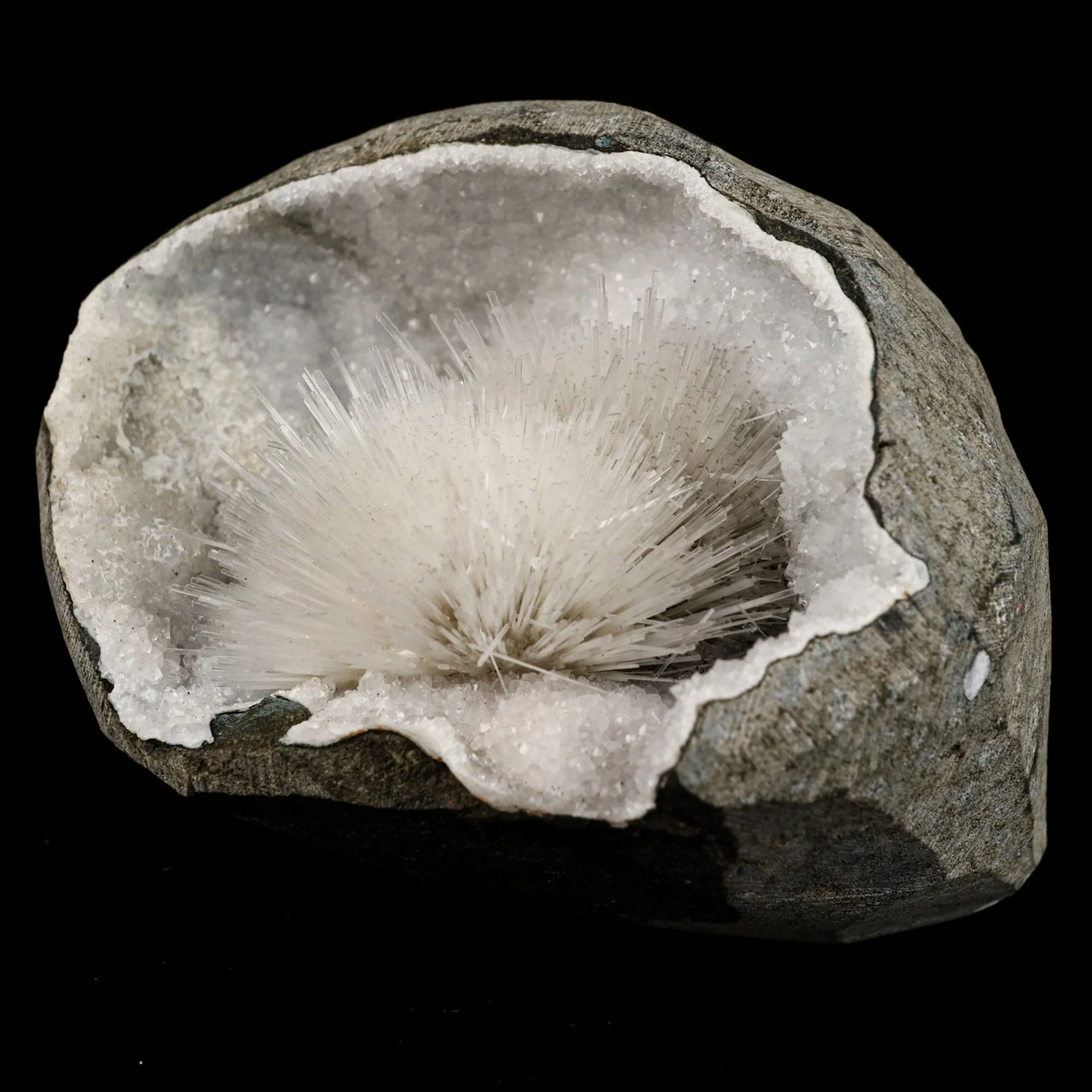 Scolecite Spray Inside MM Quartz Geode Natural Mineral Specimen - image 2