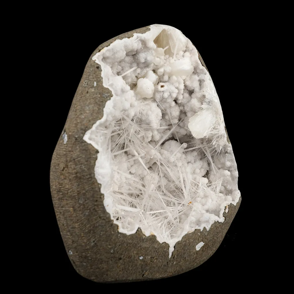 Scolecite Spray Inside MM Quartz Geode Natural Mineral Specimen - image 3