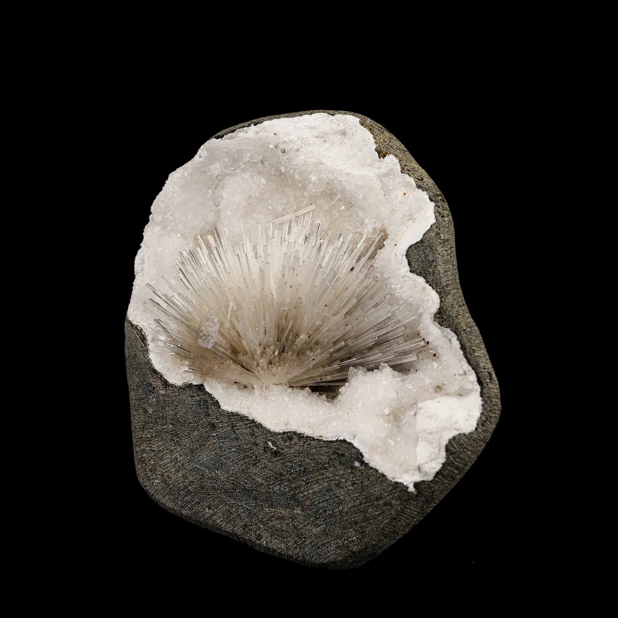 Scolecite Spray Inside MM Quartz Geode Natural Mineral Specimen - image 2