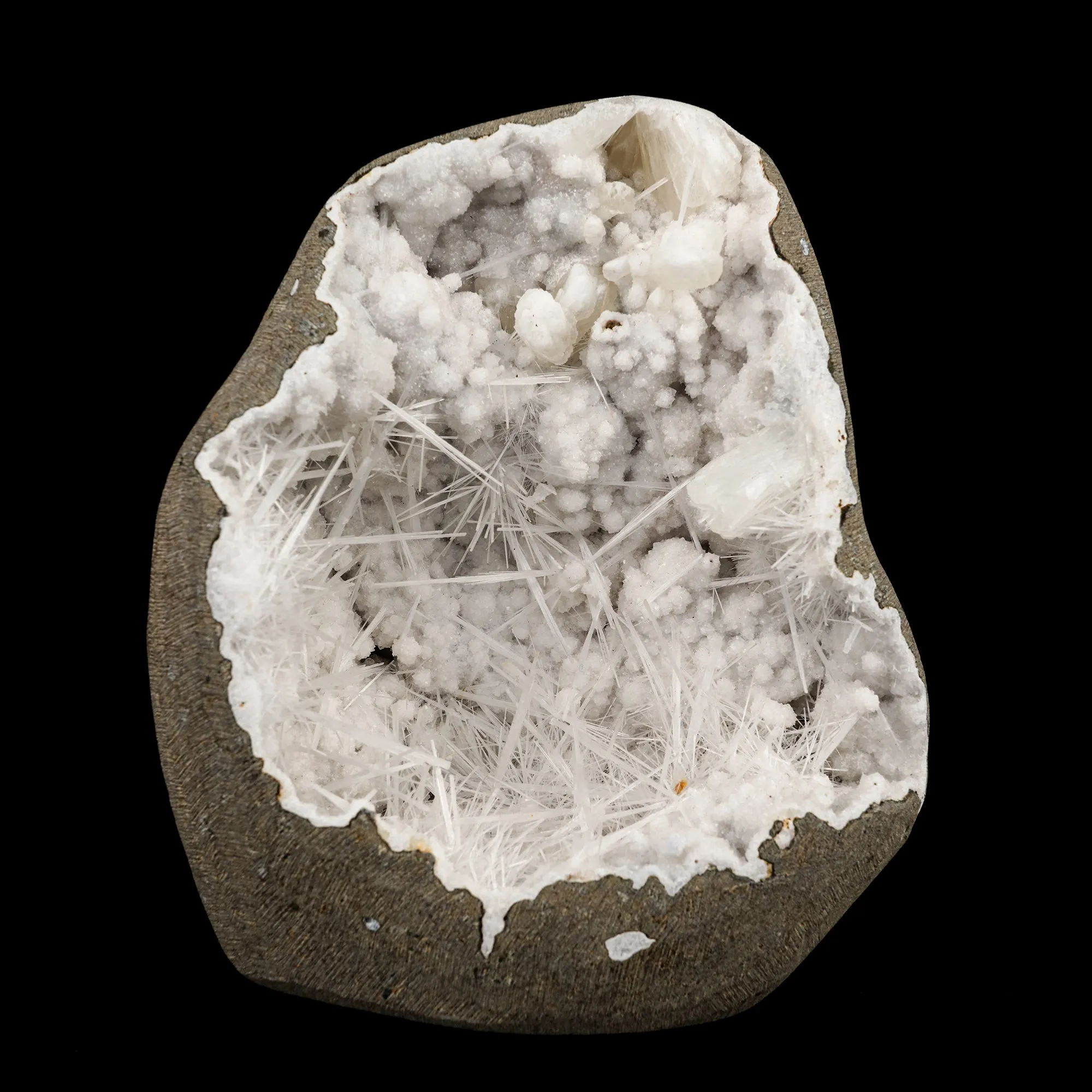 Scolecite Spray Inside MM Quartz Geode Natural Mineral Specimen - image 1