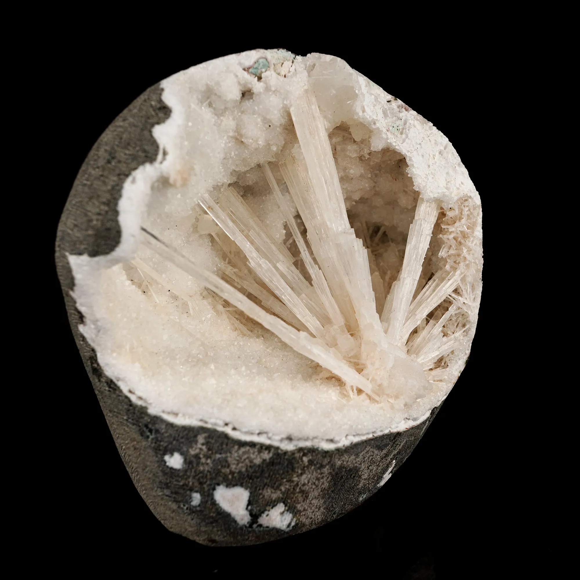Scolecite Spray Inside MM Quartz Geode Natural Mineral Specimen - image 3