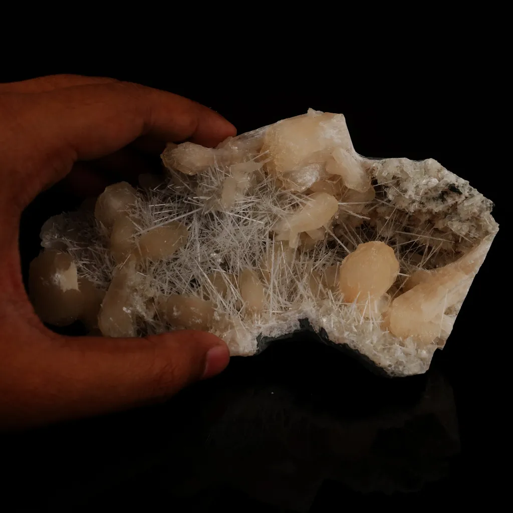 Scolecite Spray inside Stilbite geode Natural Mineral Specimen - image 4