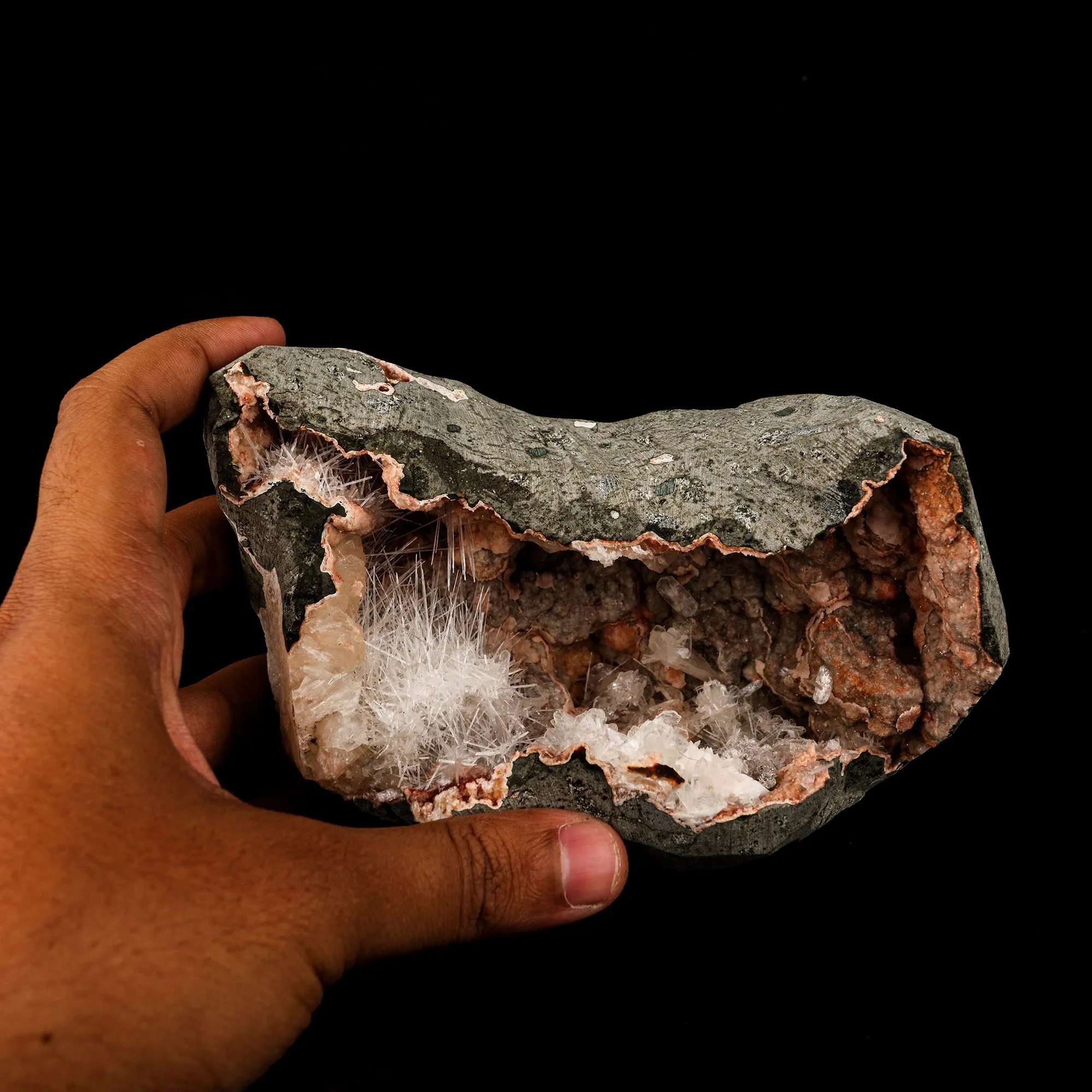 Scolecite Spray inside Stilbite Geode Natural Mineral Specimen - image 4