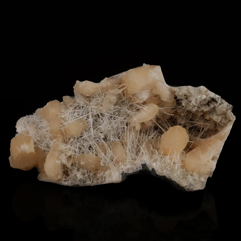 Scolecite Spray inside Stilbite geode Natural Mineral Specimen image