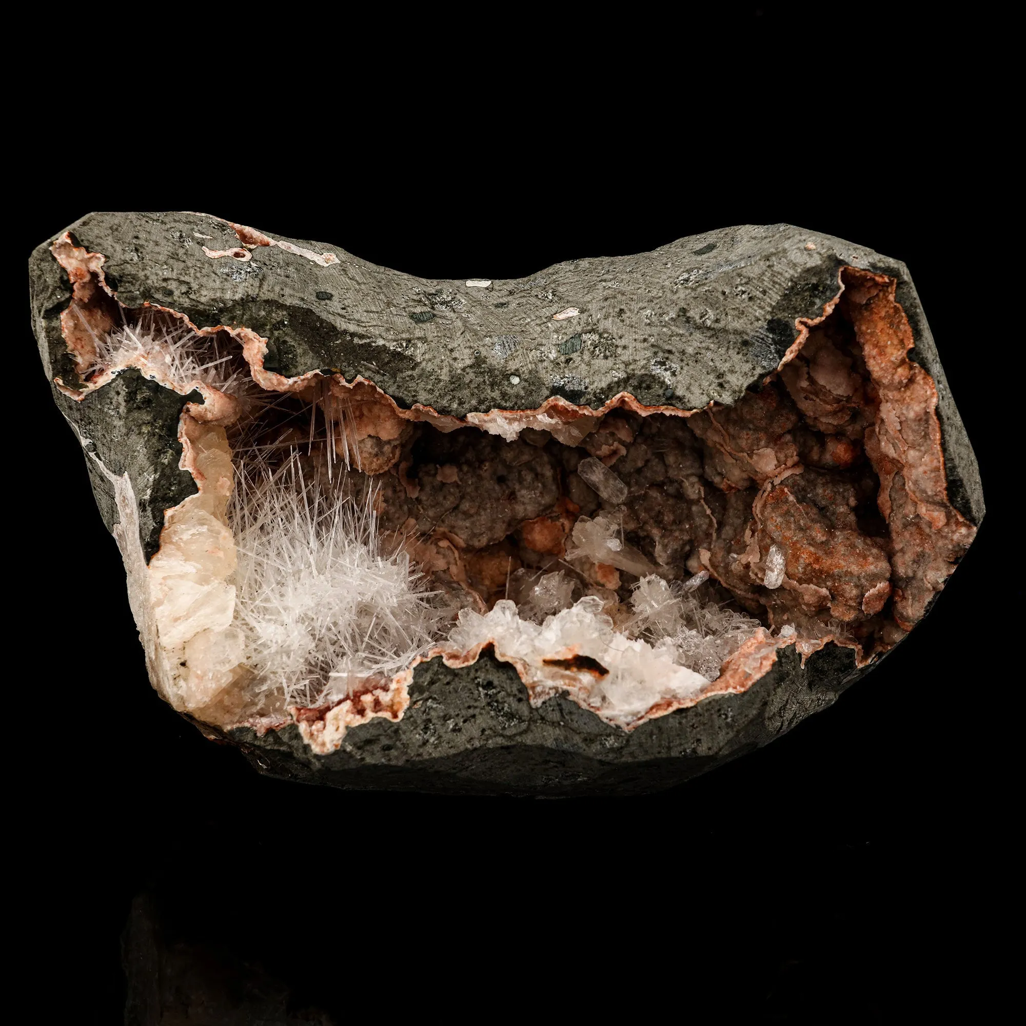 Scolecite Spray inside Stilbite Geode Natural Mineral Specimen - image 1
