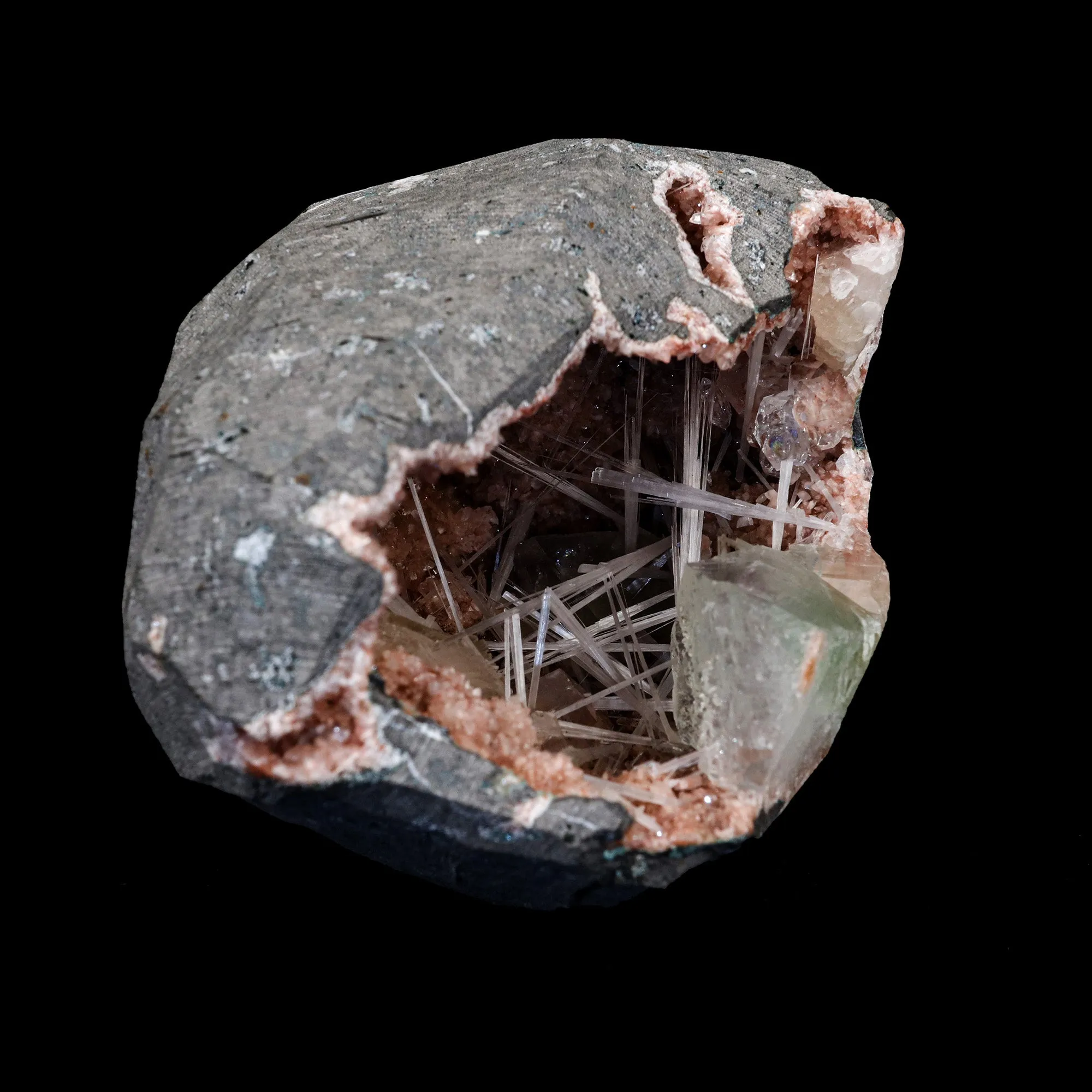 Scolecite Spray with Apophyllite Inside Heulandite Geode Natural Mineral Specimen - image 2