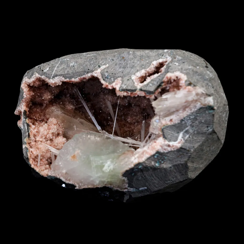 Scolecite Spray with Apophyllite Inside Heulandite Geode Natural Mineral Specimen - image 3