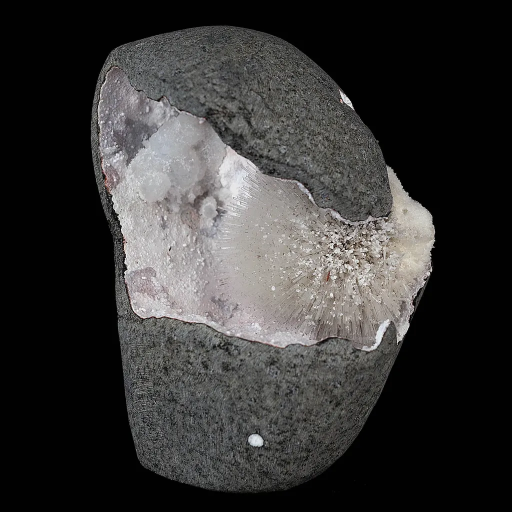 Scolecite Spray with Goosecreekite Inside Chalcedony Geode - image 2