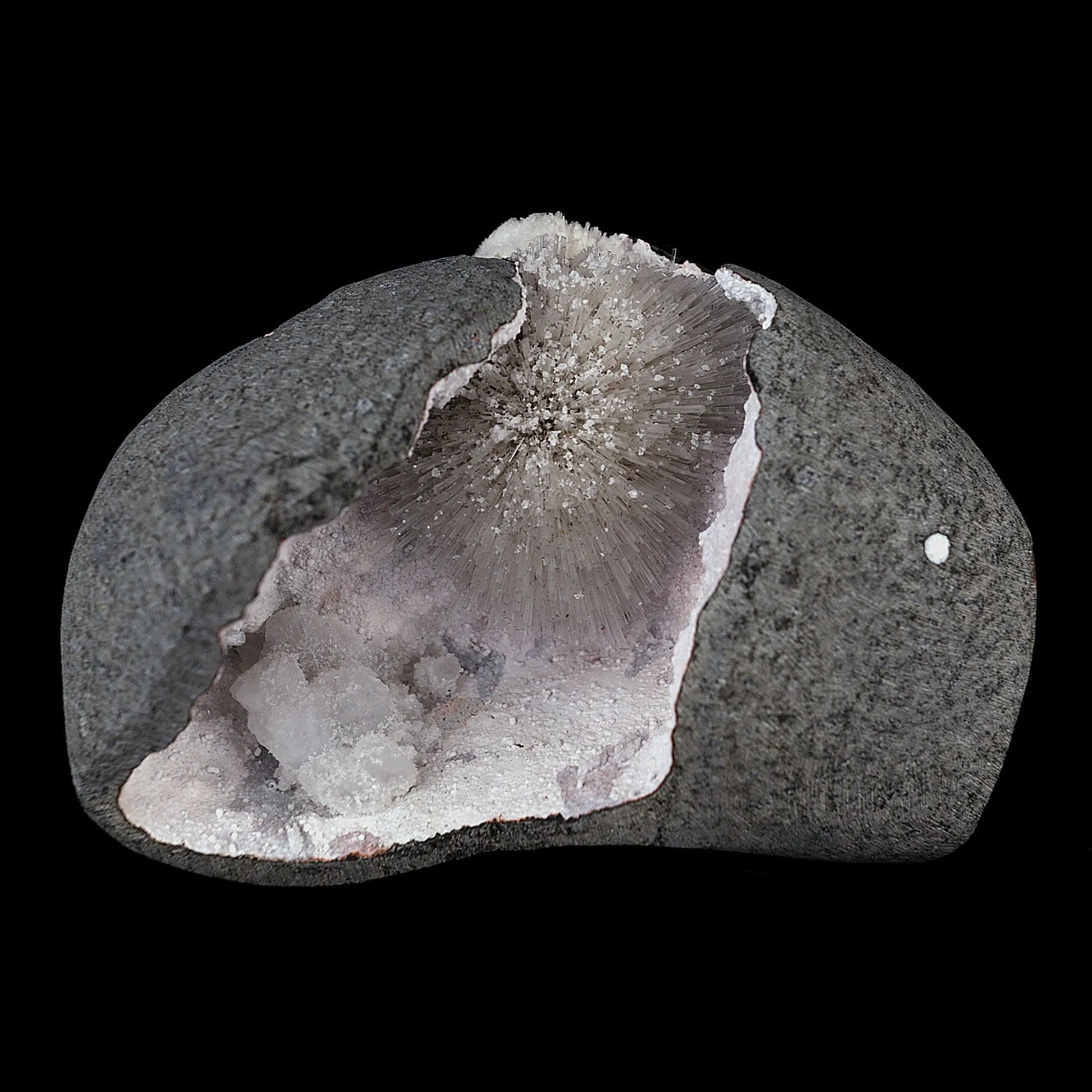 Scolecite Spray with Goosecreekite Inside Chalcedony Geode - image 5