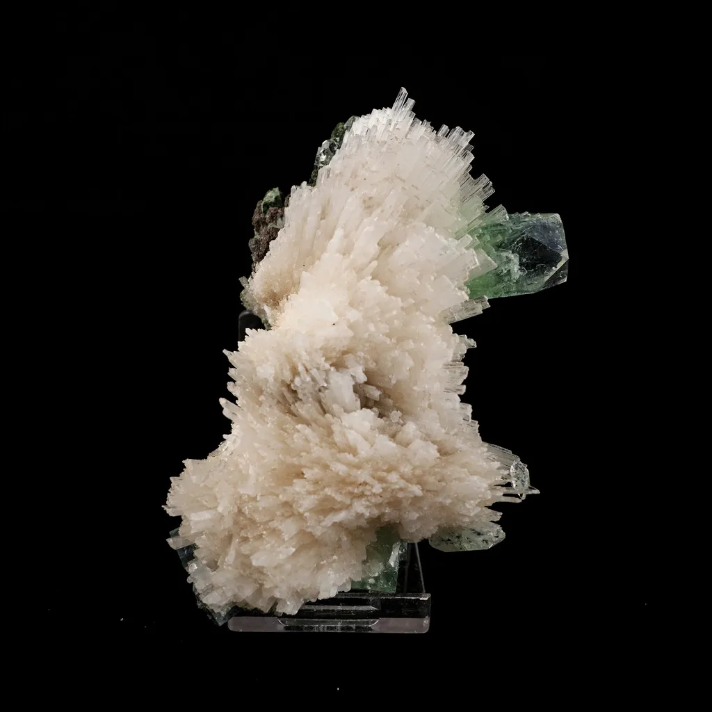 Scolecite Spray with Green Apophyllite Natural Mineral Specimen image