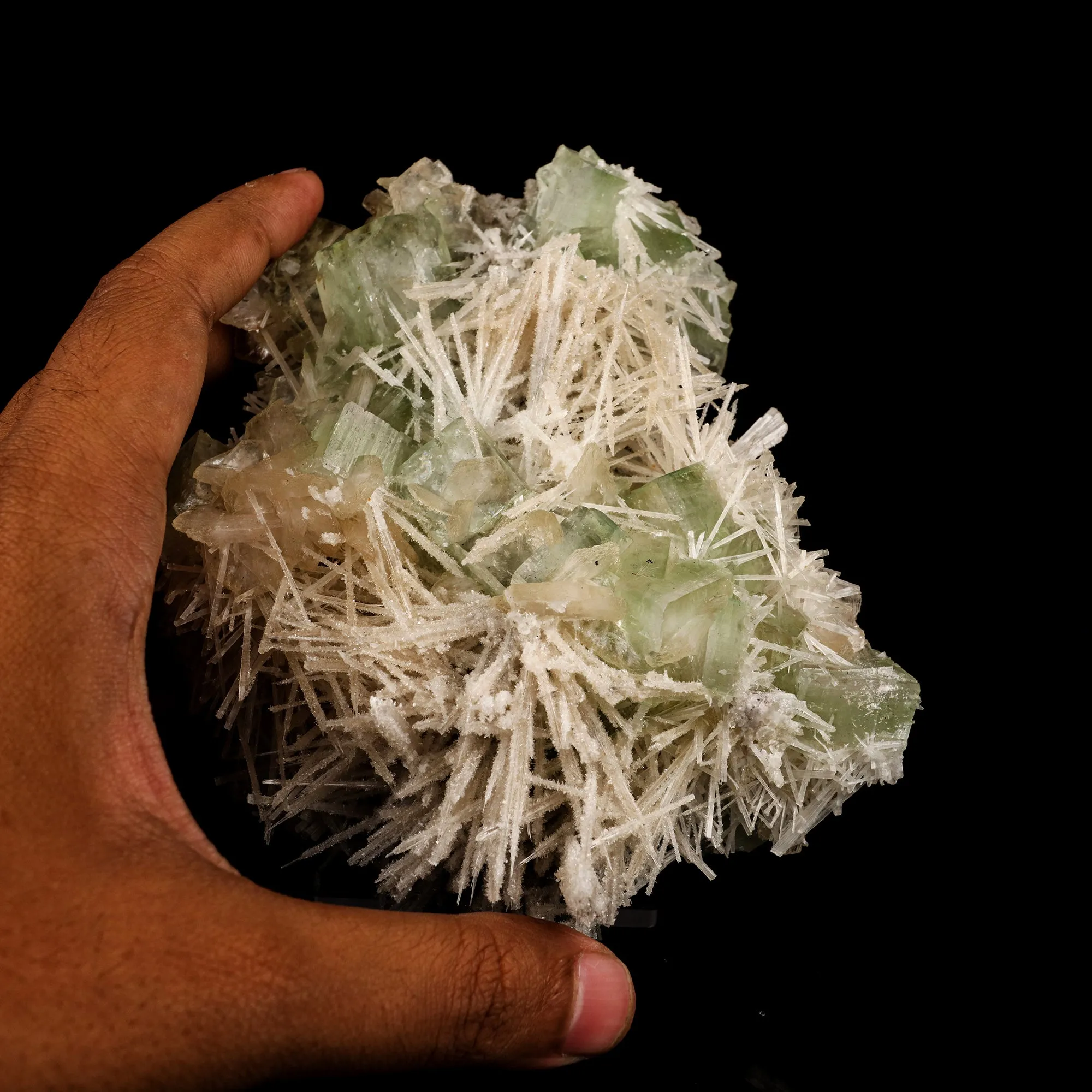 Scolecite Spray With Green Apophyllite Natural Mineral Specimen - image 4