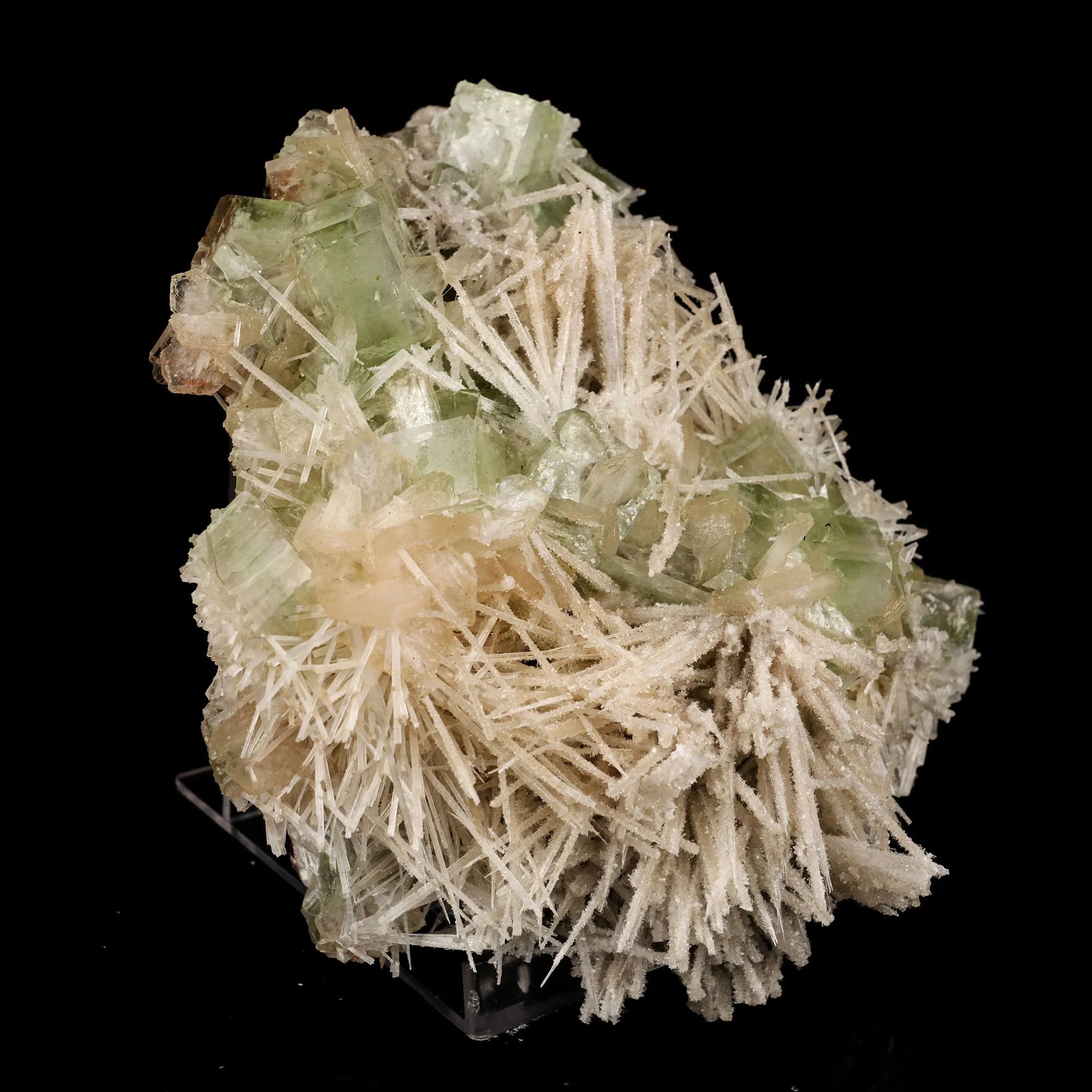 Scolecite Spray With Green Apophyllite Natural Mineral Specimen - image 3