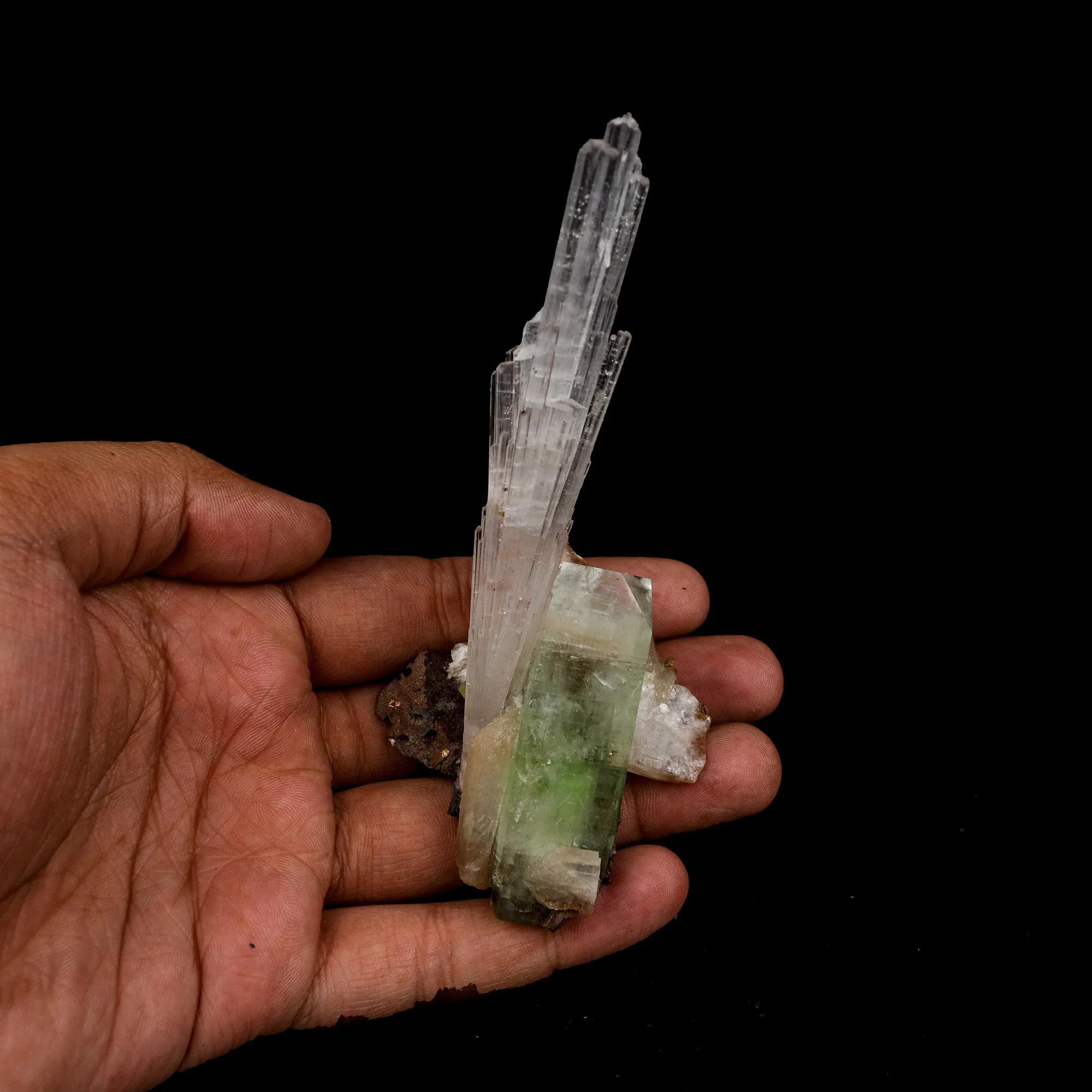 Scolecite Spray With Gren Apophyllite, Stilbite Natural Mineral Specimen - image 5