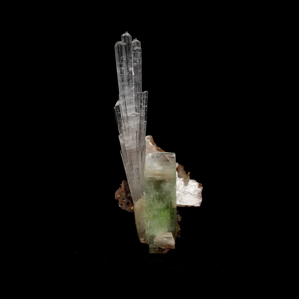 Scolecite Spray With Gren Apophyllite, Stilbite Natural Mineral Specimen image