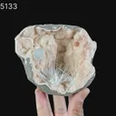 Scolecite Sprays Fan Inside Heulandite Geode Natural Mineral Specimen - image 5