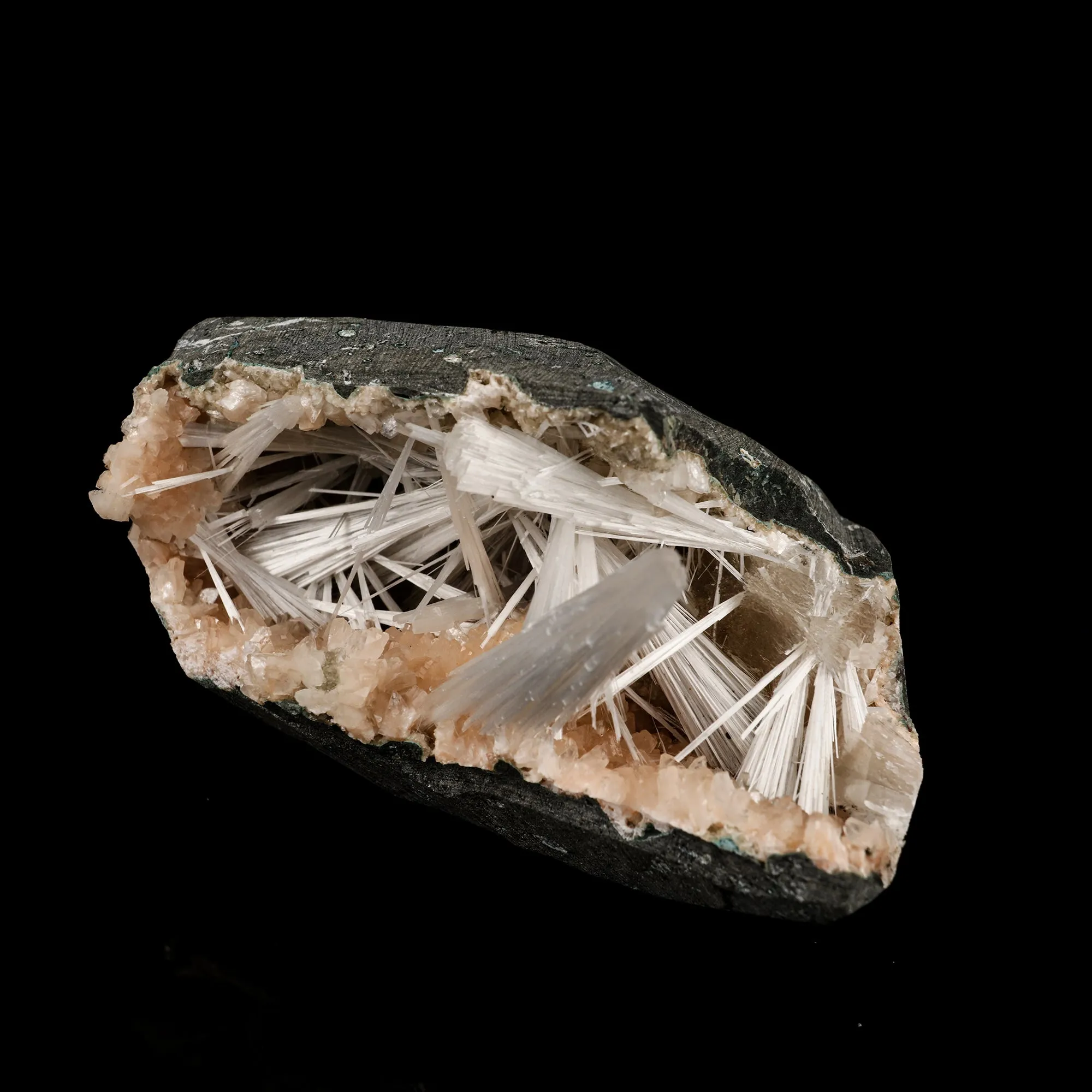 Scolecite Sprays in Heulandite Geode Natural Mineral Specimen - image 2