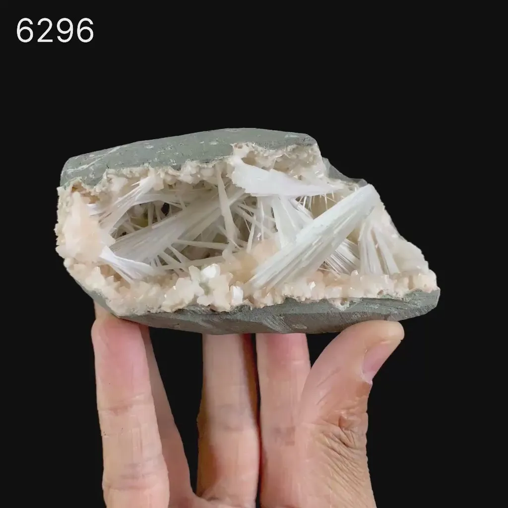 Scolecite Sprays in Heulandite Geode Natural Mineral Specimen - image 6