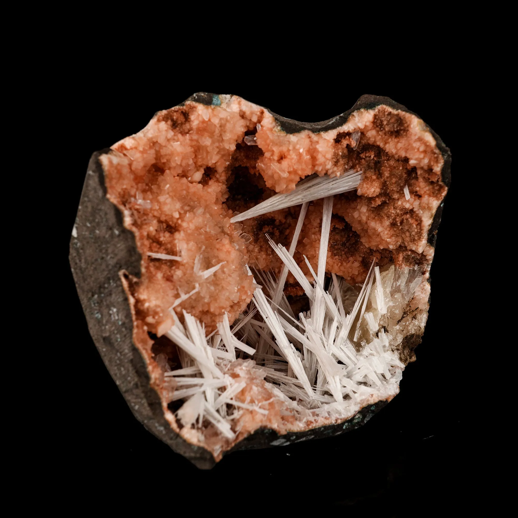 Scolecite Sprays in Heulandite Geode Natural Mineral Specimen - image 3