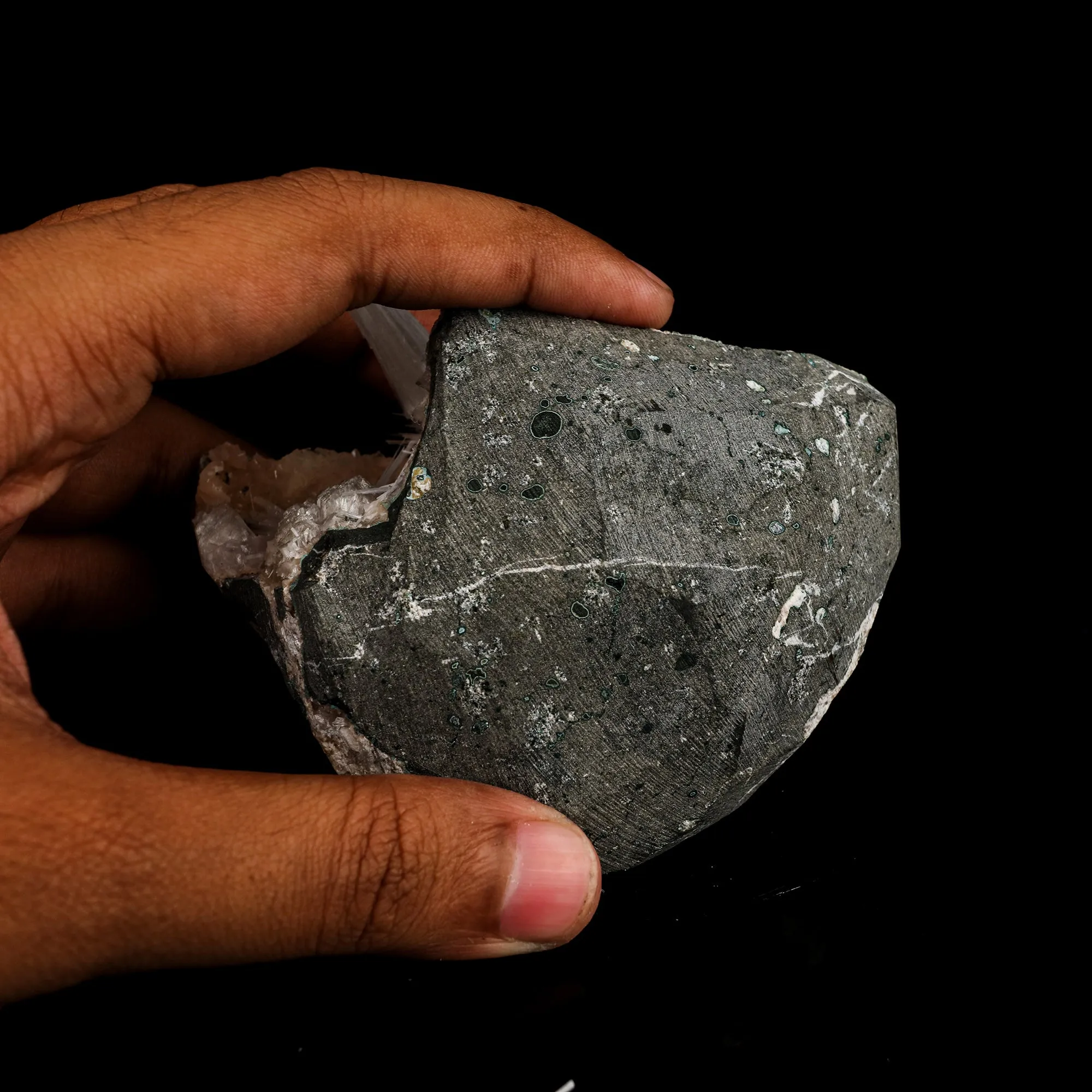 Scolecite Sprays in Heulandite Geode Natural Mineral Specimen - image 5