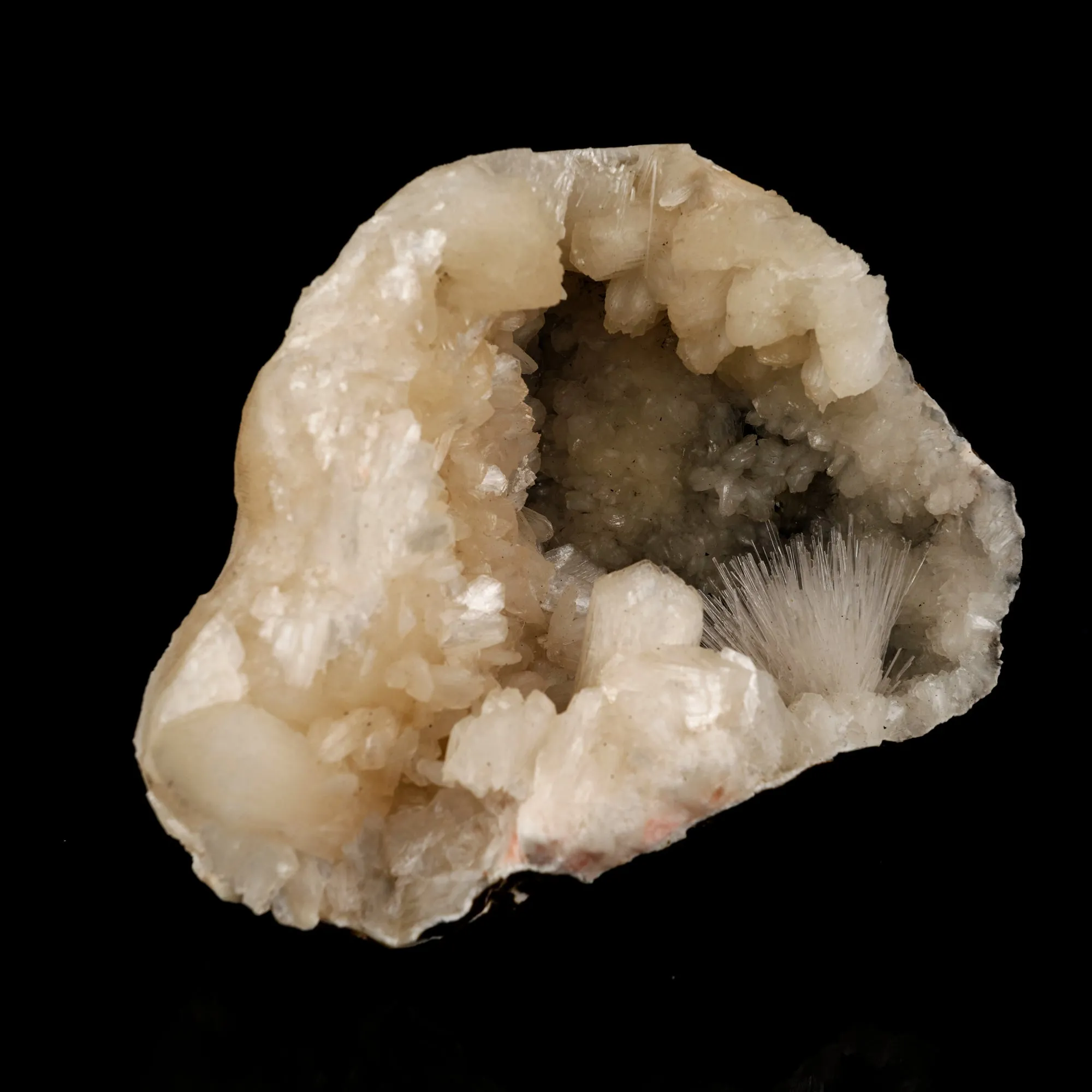 Scolecite Sprays in Stilbite Geode Natural Mineral Specimen - image 2