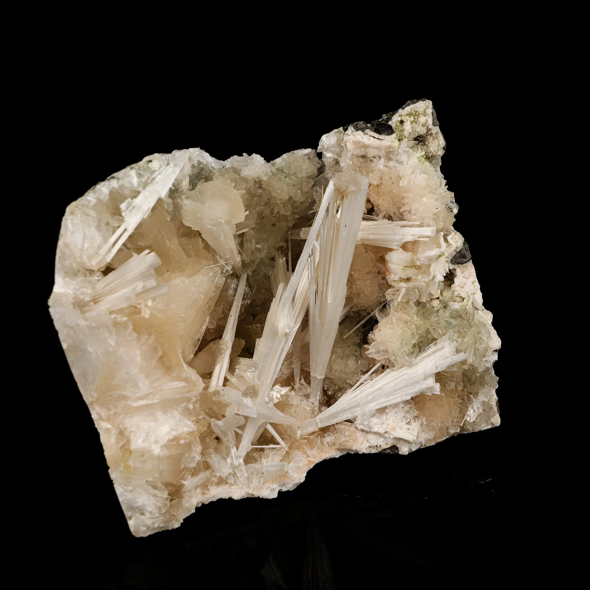 Scolecite Sprays in Stilbite Geode Natural Mineral Specimen - image 3